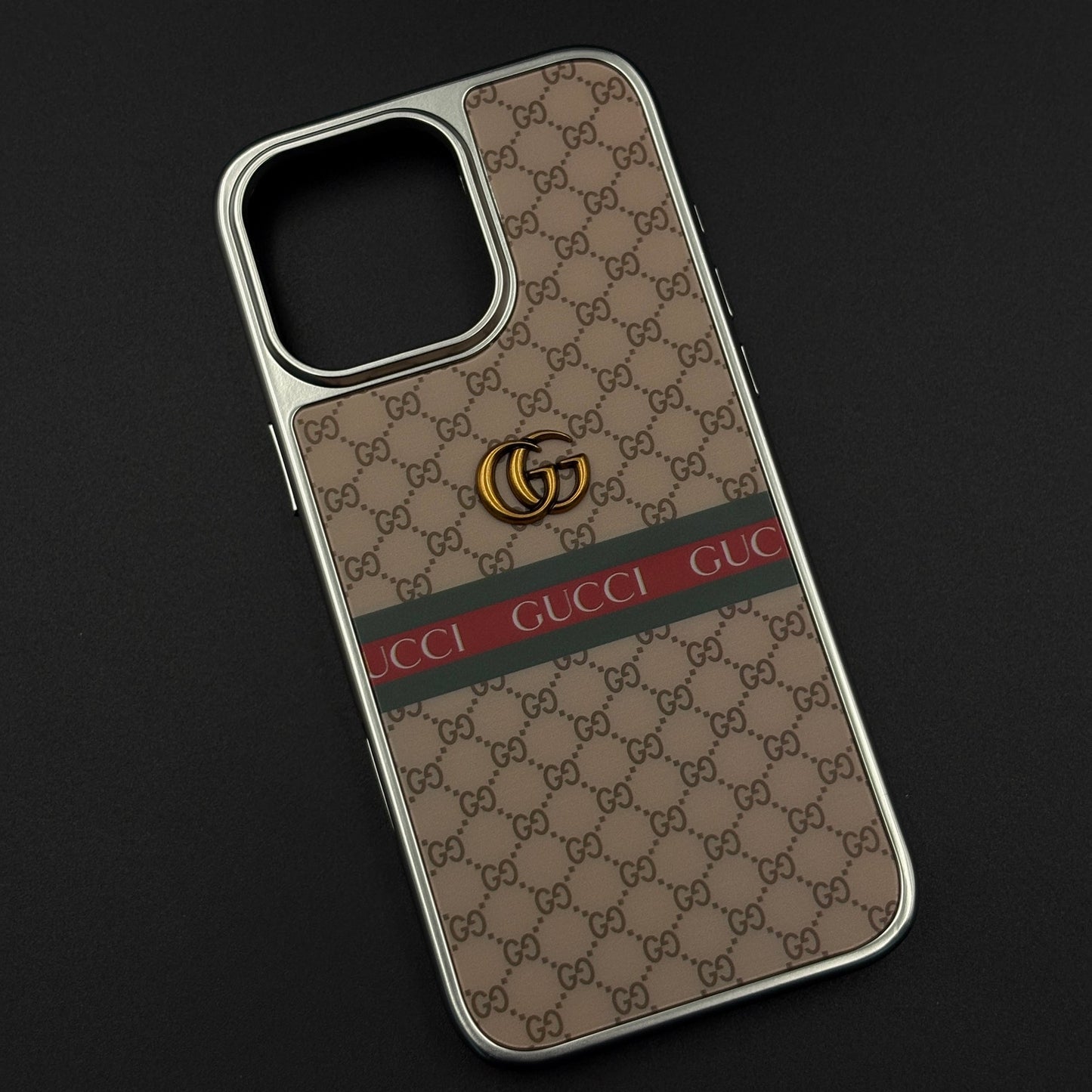 Heritage GG Stripe Monogram Luxe Case for iPhone 16 Pro Max