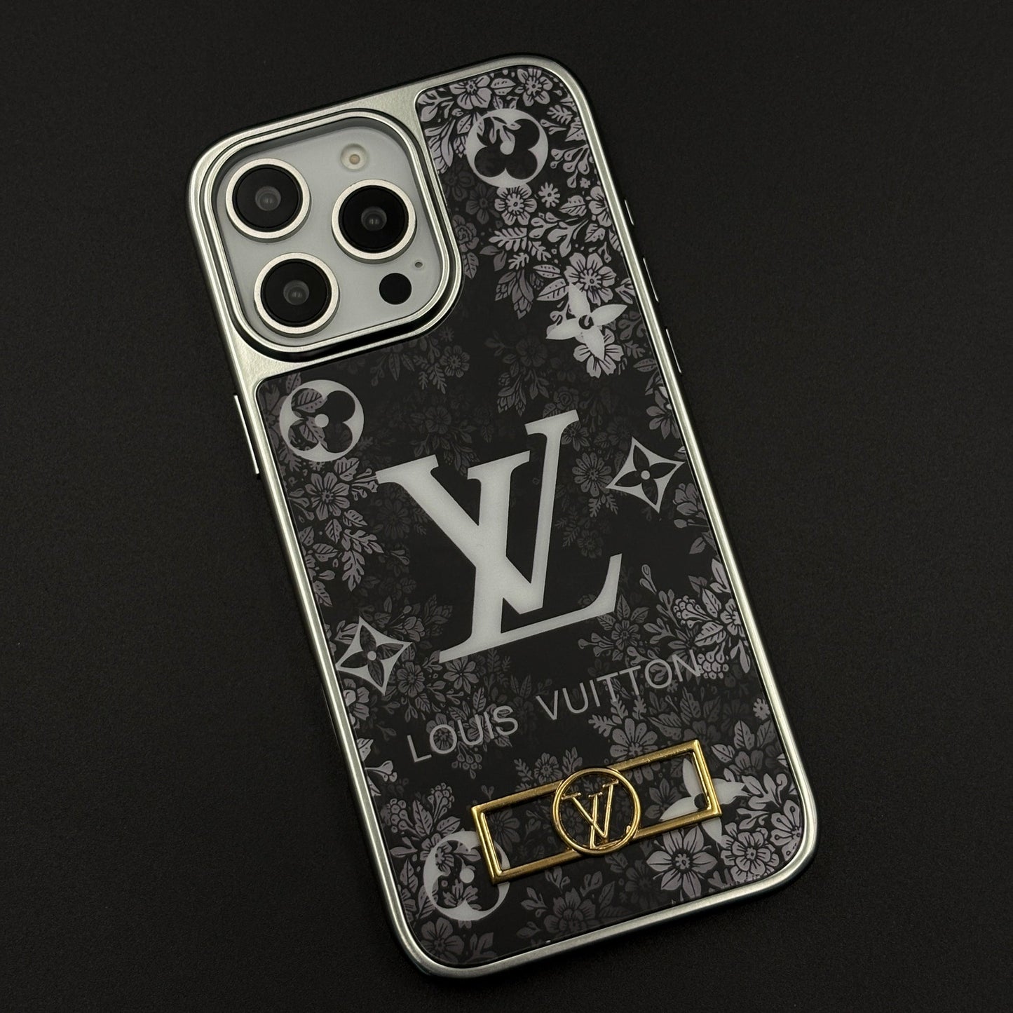 Luxury Floral Monogram Noir Designer Case for iPhone 16 Pro Max
