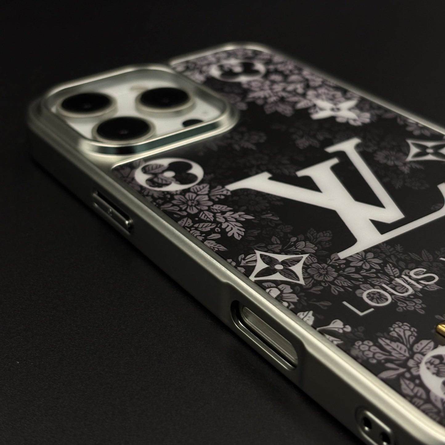 Luxury Floral Monogram Noir Designer Case for iPhone 16 Pro Max