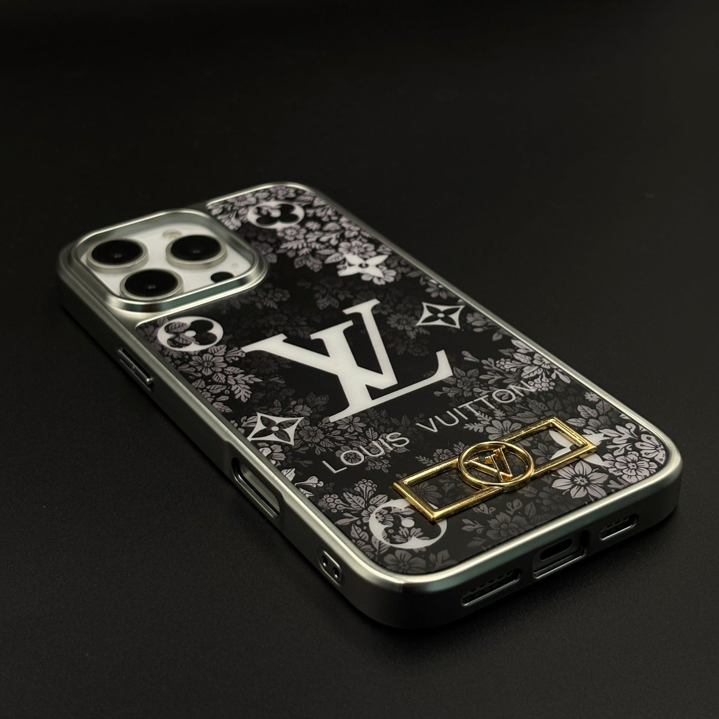 Luxury Floral Monogram Noir Designer Case for iPhone 16 Pro Max