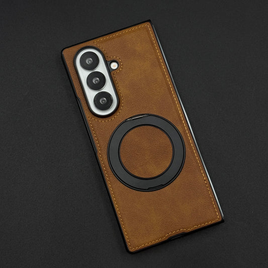 Leather Case with 360° Rotating Stand For Samsung Galaxy Z Fold 6 | MagSafe Compatible | Premium PU Protective Cover