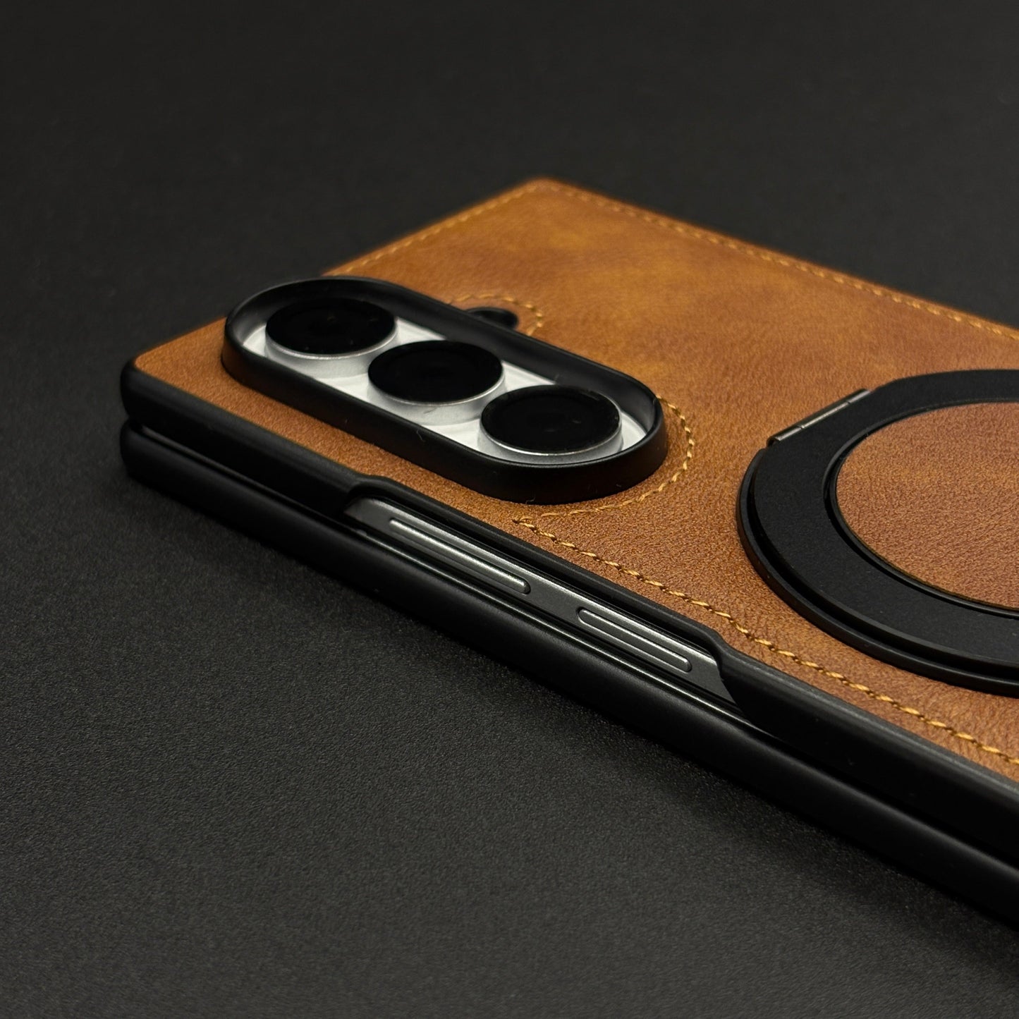 Leather Case with 360° Rotating Stand For Samsung Galaxy Z Fold 6 | MagSafe Compatible | Premium PU Protective Cover