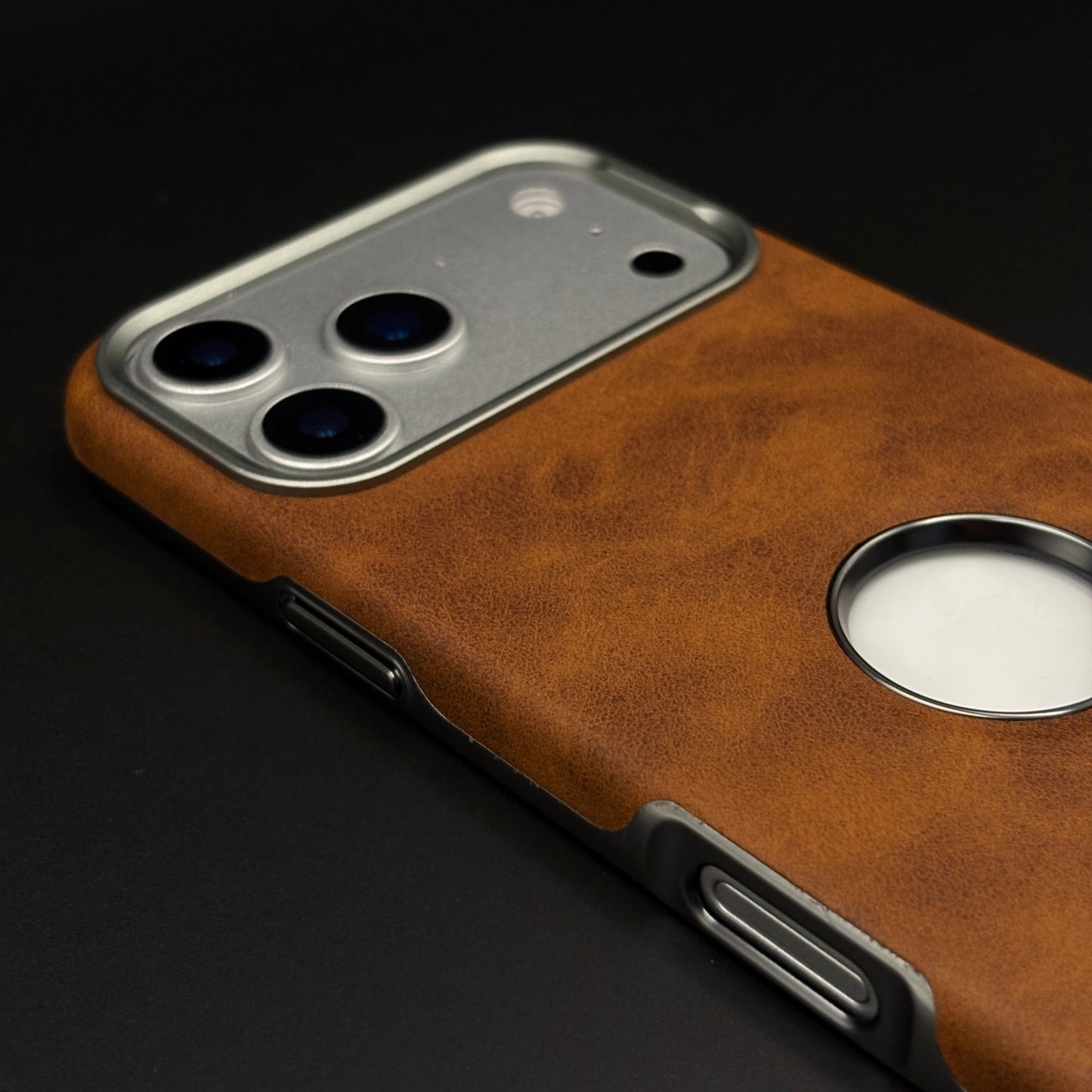 Logo Cut Hidden MagSafe Leather Mobile Case Cover for iPhone 17 Series | Exposed Apple Logo