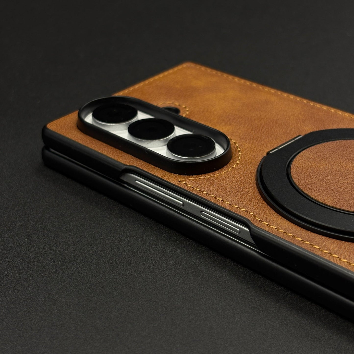 Leather Case with 360° Rotating Stand For Samsung Galaxy Z Fold 6 | MagSafe Compatible | Premium PU Protective Cover
