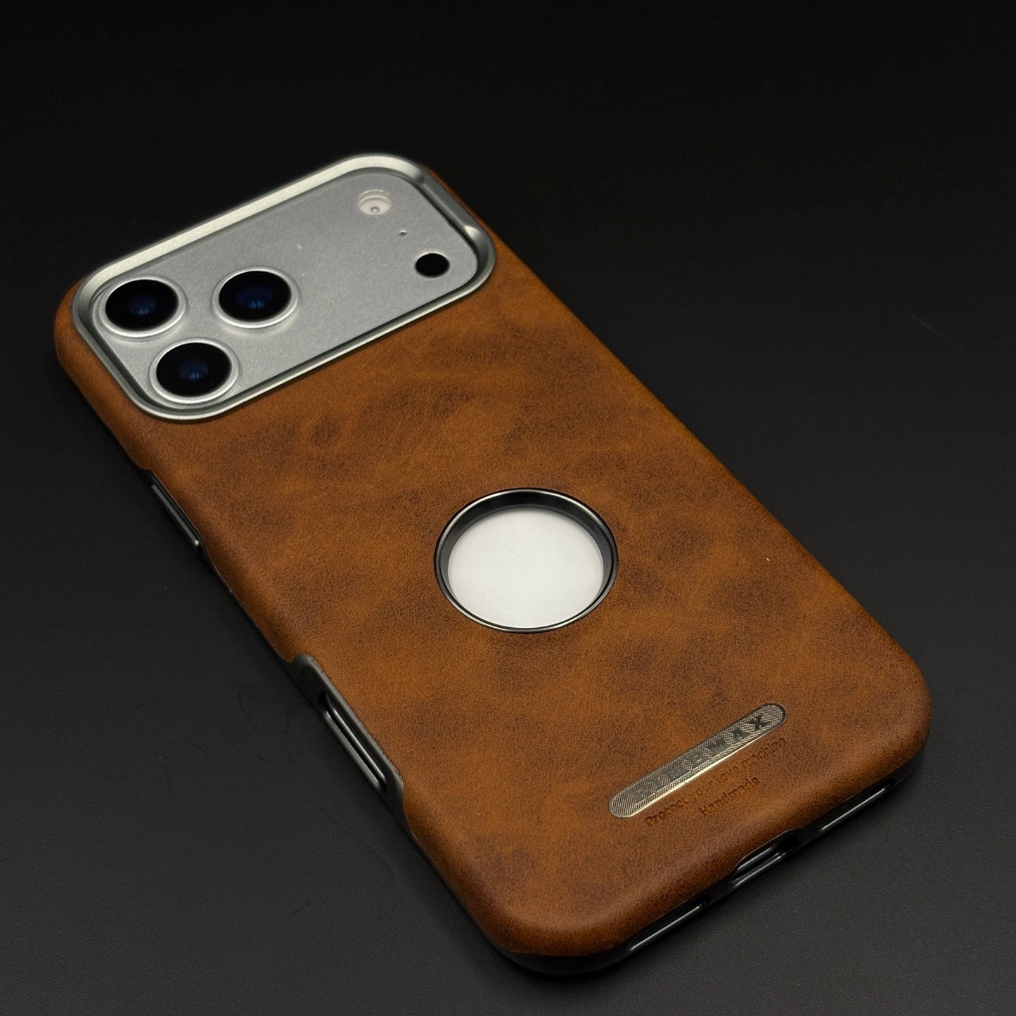 Logo Cut Hidden MagSafe Leather Mobile Case Cover for iPhone 17 Series | Exposed Apple Logo