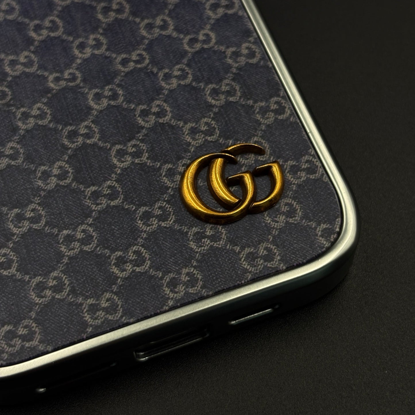 Faded Denim Style GG Monogram Luxe Case for iPhone 16 Pro Max