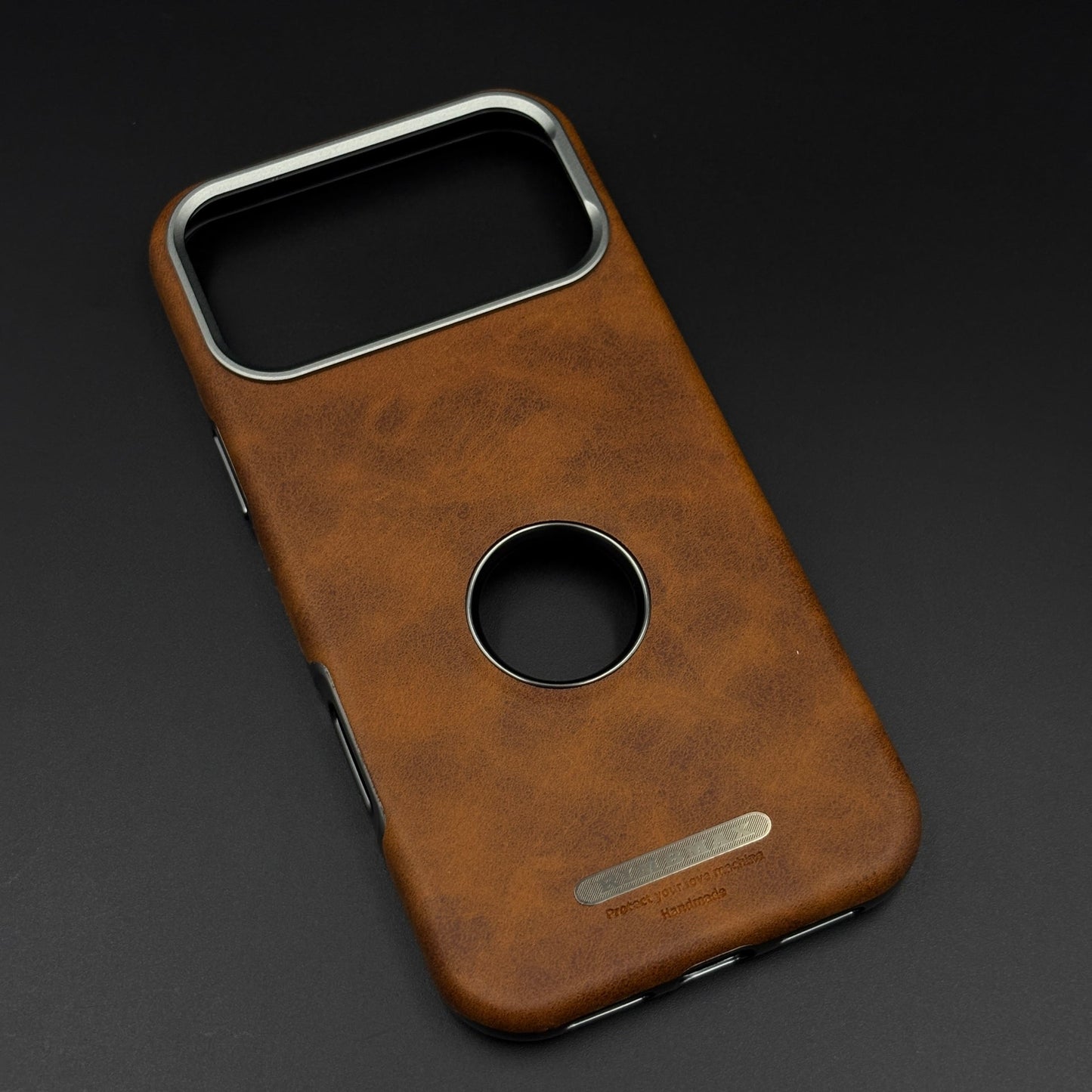 Logo Cut Hidden MagSafe Leather Mobile Case Cover for iPhone 17 Series | Exposed Apple Logo