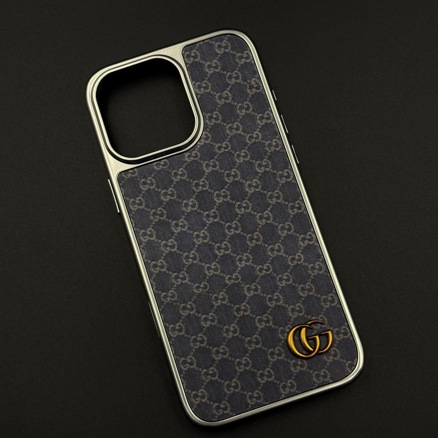 Faded Denim Style GG Monogram Luxe Case for iPhone 16 Pro Max