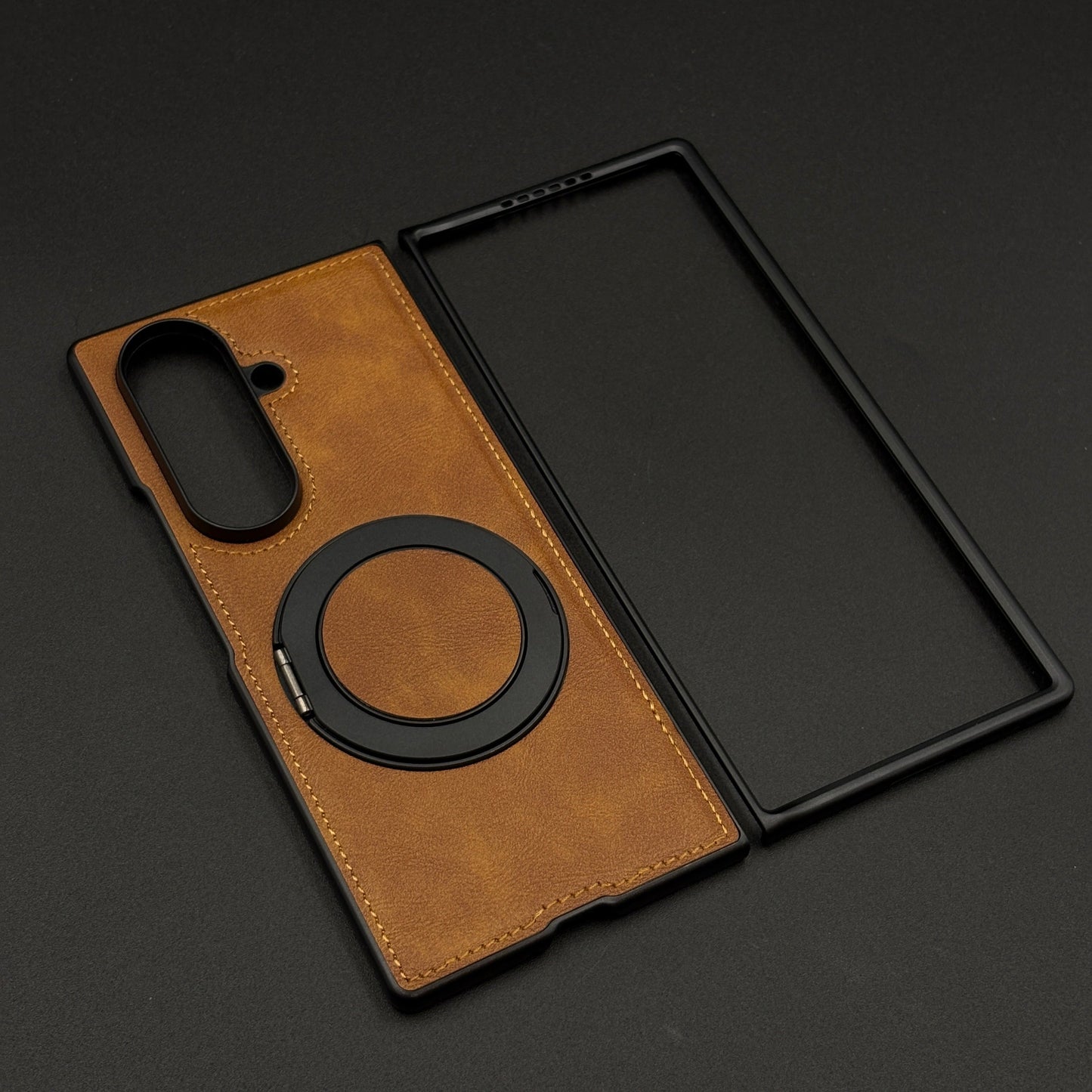 Leather Case with 360° Rotating Stand For Samsung Galaxy Z Fold 6 | MagSafe Compatible | Premium PU Protective Cover