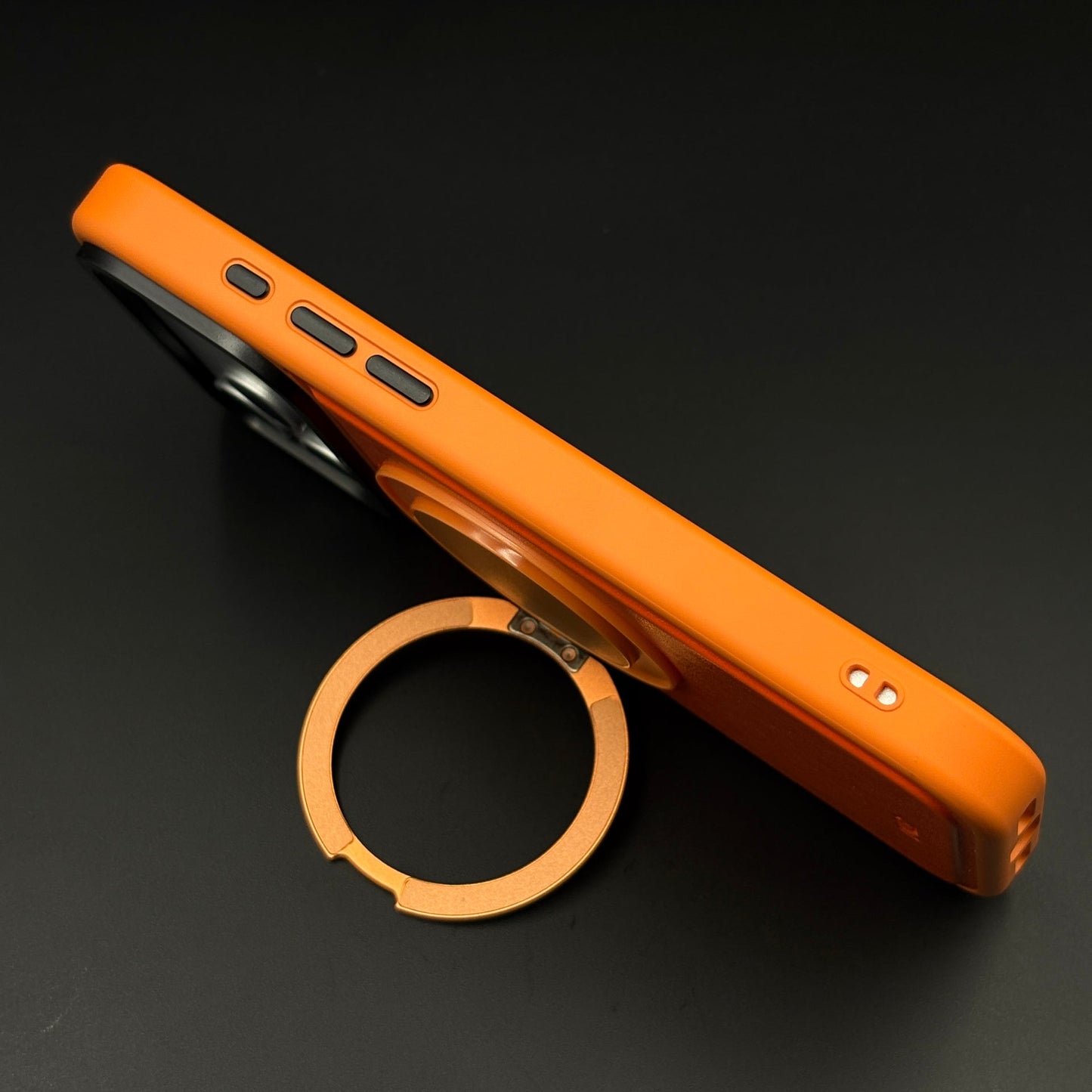 MagSafe Leather Ring Stand Case for iPhone 17 Series | Metal Kickstand Back Cover