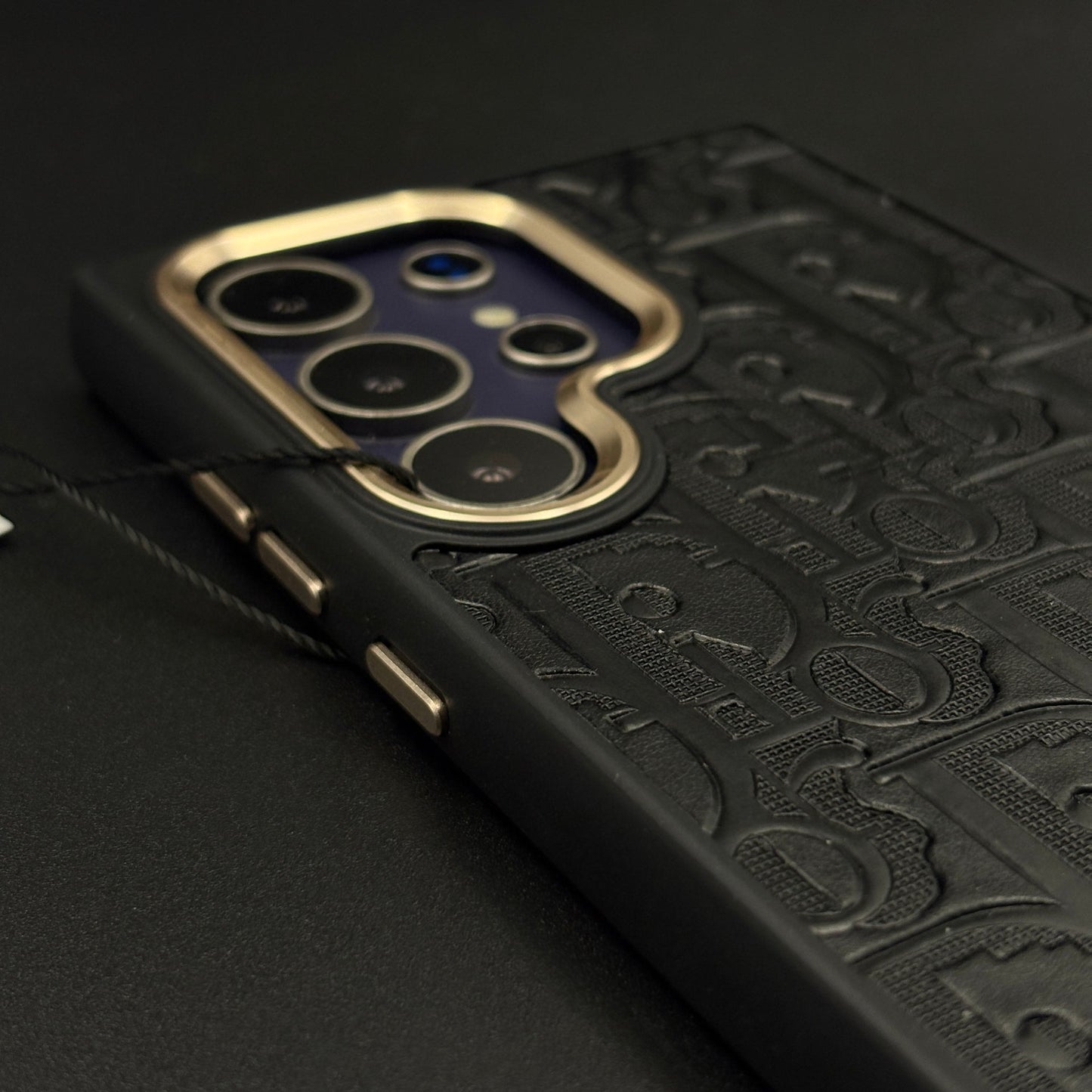 CD Embossed Jeweled Style Emblem Case for Samsung Galaxy S24 Ultra with Premium Textured Finish
