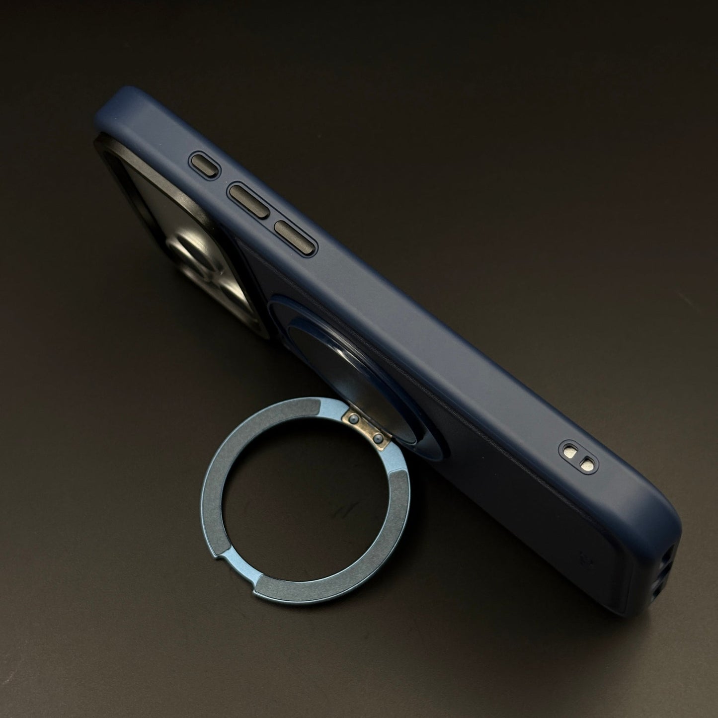 MagSafe Leather Ring Stand Case for iPhone 17 Series | Metal Kickstand Back Cover