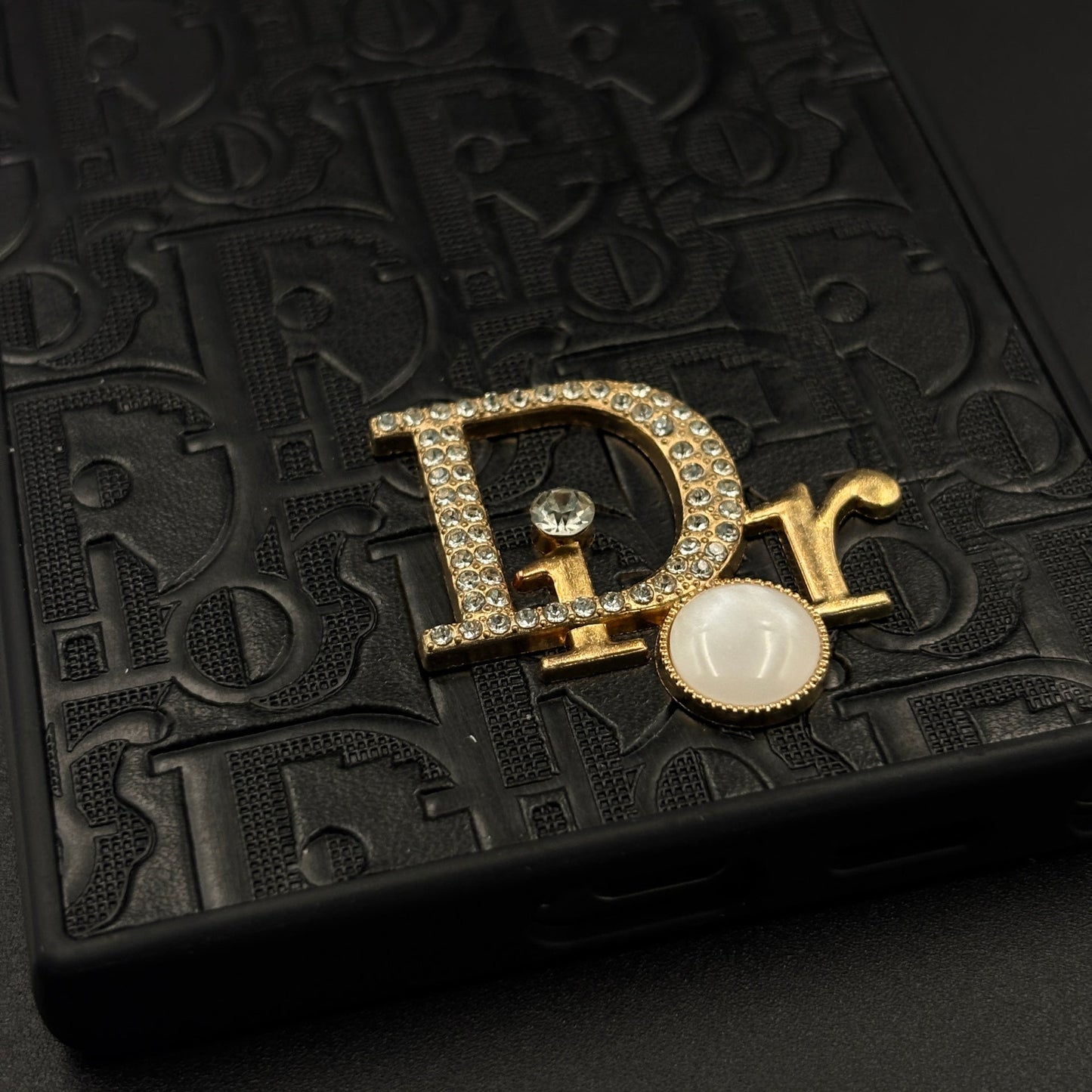 CD Embossed Jeweled Style Emblem Case for Samsung Galaxy S24 Ultra with Premium Textured Finish