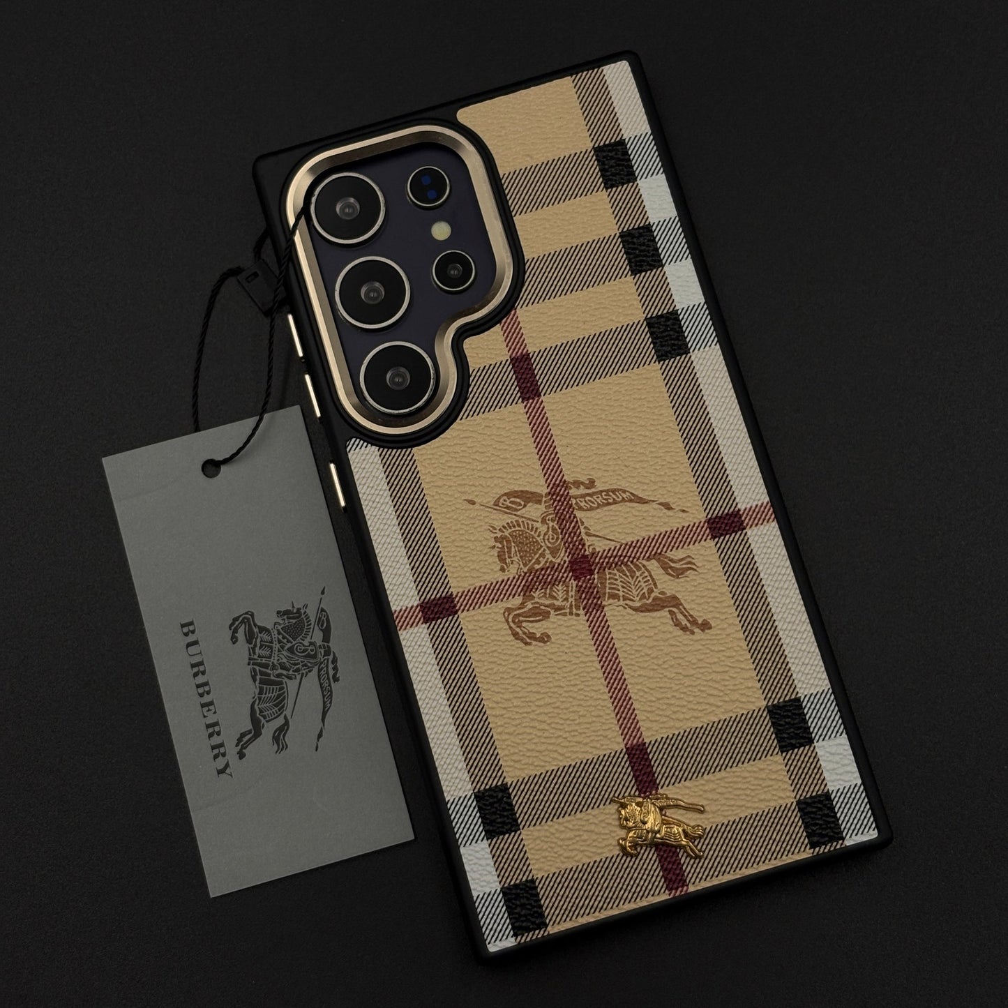 BBRY Luxe Heritage Plaid Case for Samsung Galaxy S24 Ultra with Gold Accent and Classic Check Finish