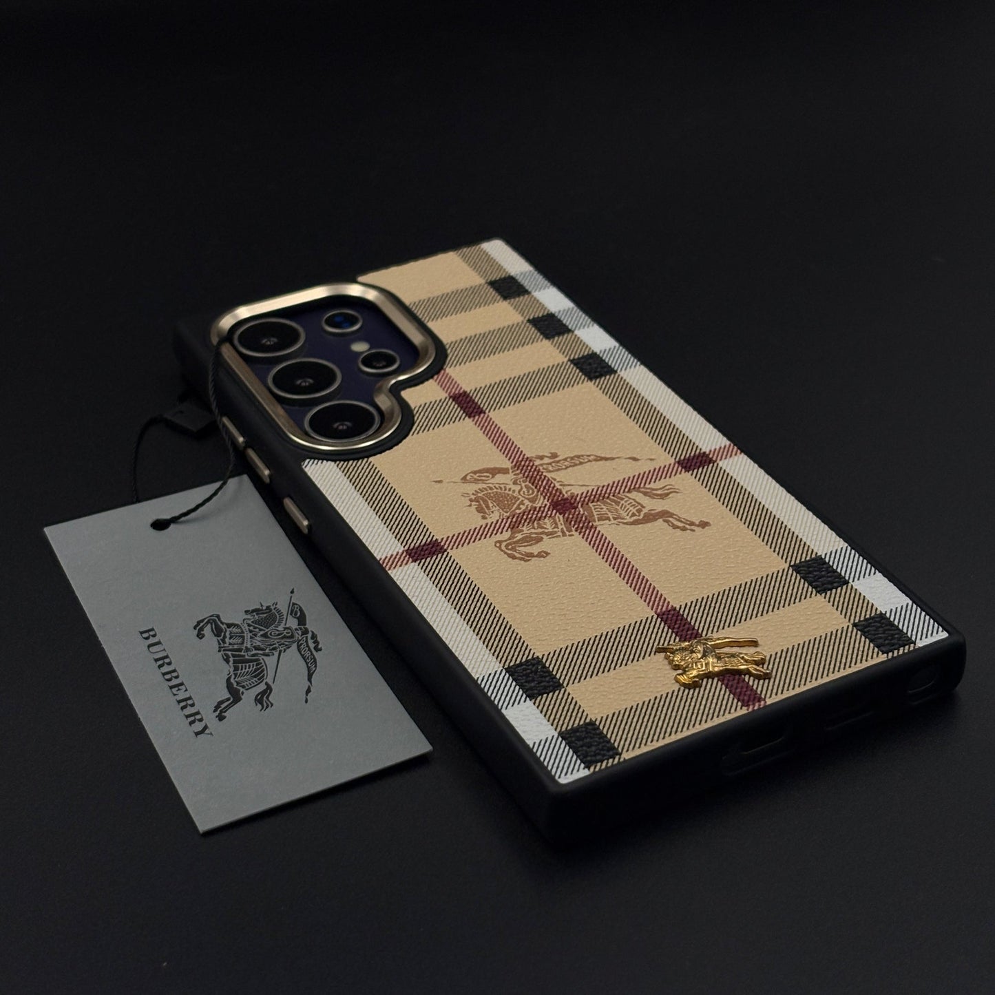 BBRY Luxe Heritage Plaid Case for Samsung Galaxy S24 Ultra with Gold Accent and Classic Check Finish