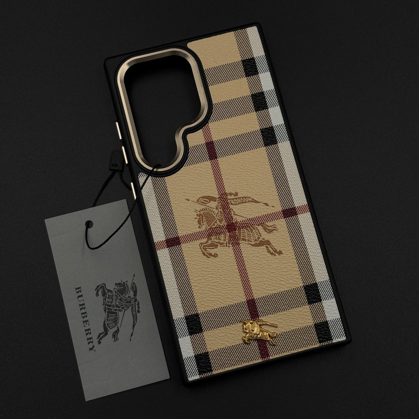 BBRY Luxe Heritage Plaid Case for Samsung Galaxy S24 Ultra with Gold Accent and Classic Check Finish
