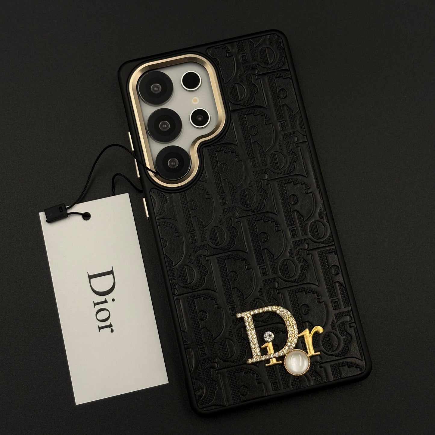 CD Embossed Jeweled Style Emblem Case for Samsung Galaxy S25 Ultra with Premium Textured Finish