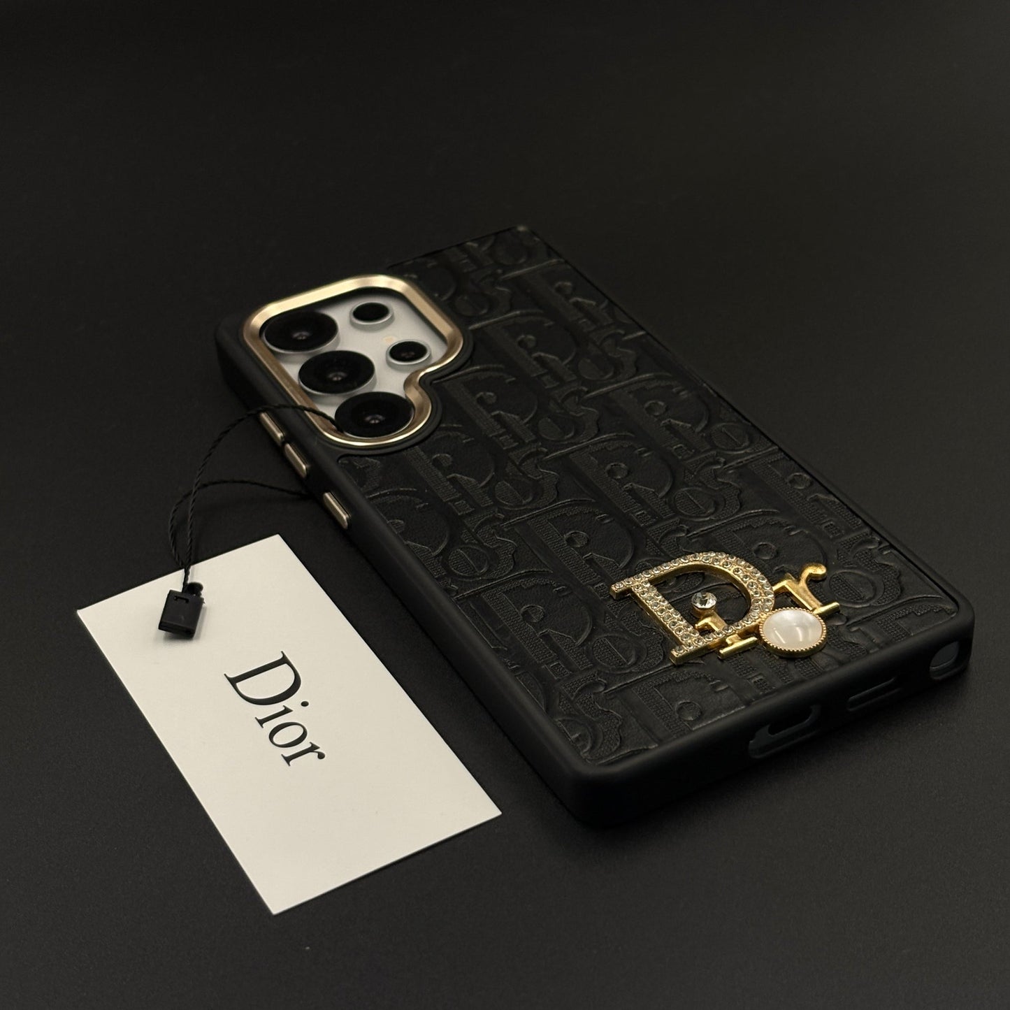 CD Embossed Jeweled Style Emblem Case for Samsung Galaxy S25 Ultra with Premium Textured Finish