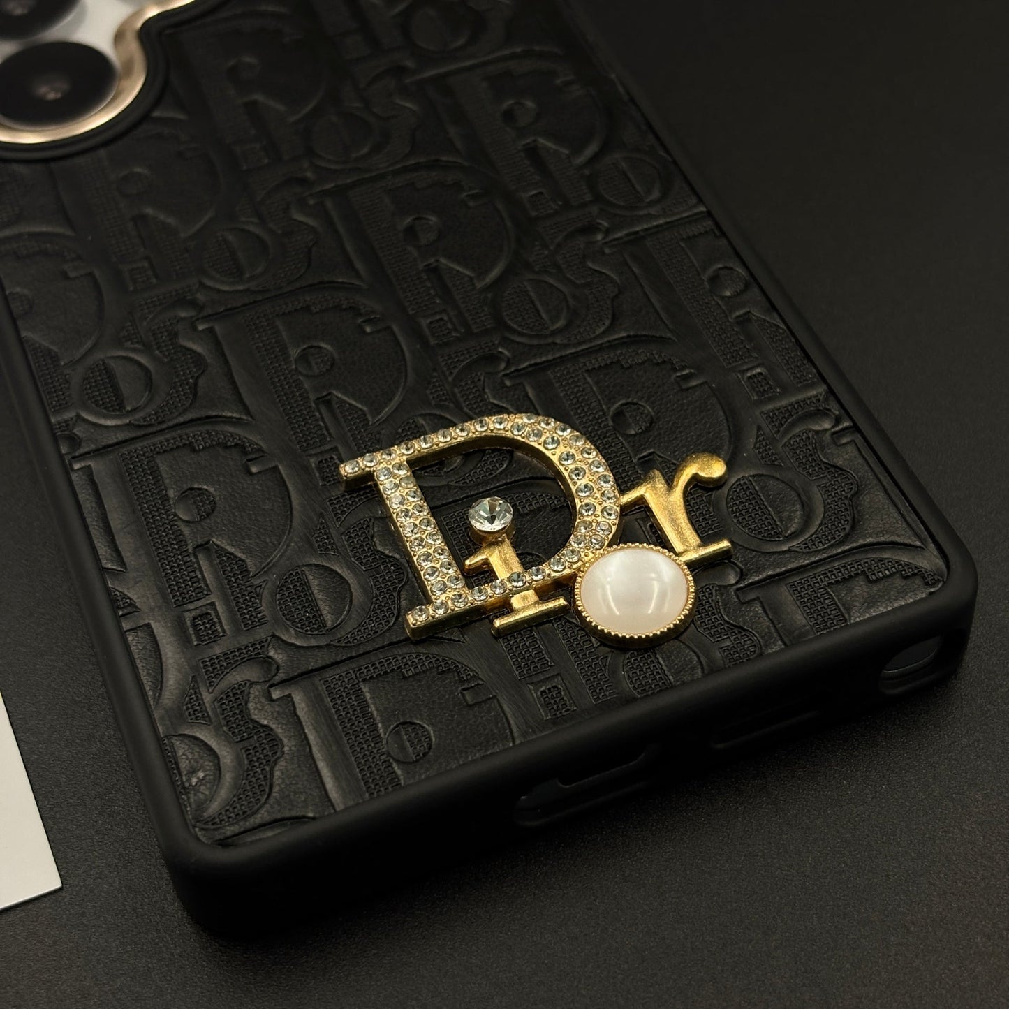 CD Embossed Jeweled Style Emblem Case for Samsung Galaxy S25 Ultra with Premium Textured Finish