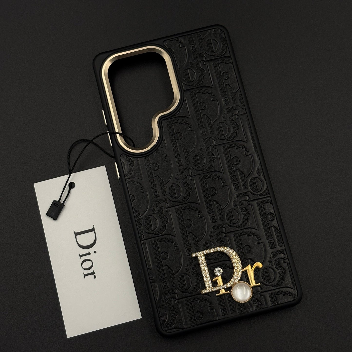 CD Embossed Jeweled Style Emblem Case for Samsung Galaxy S25 Ultra with Premium Textured Finish