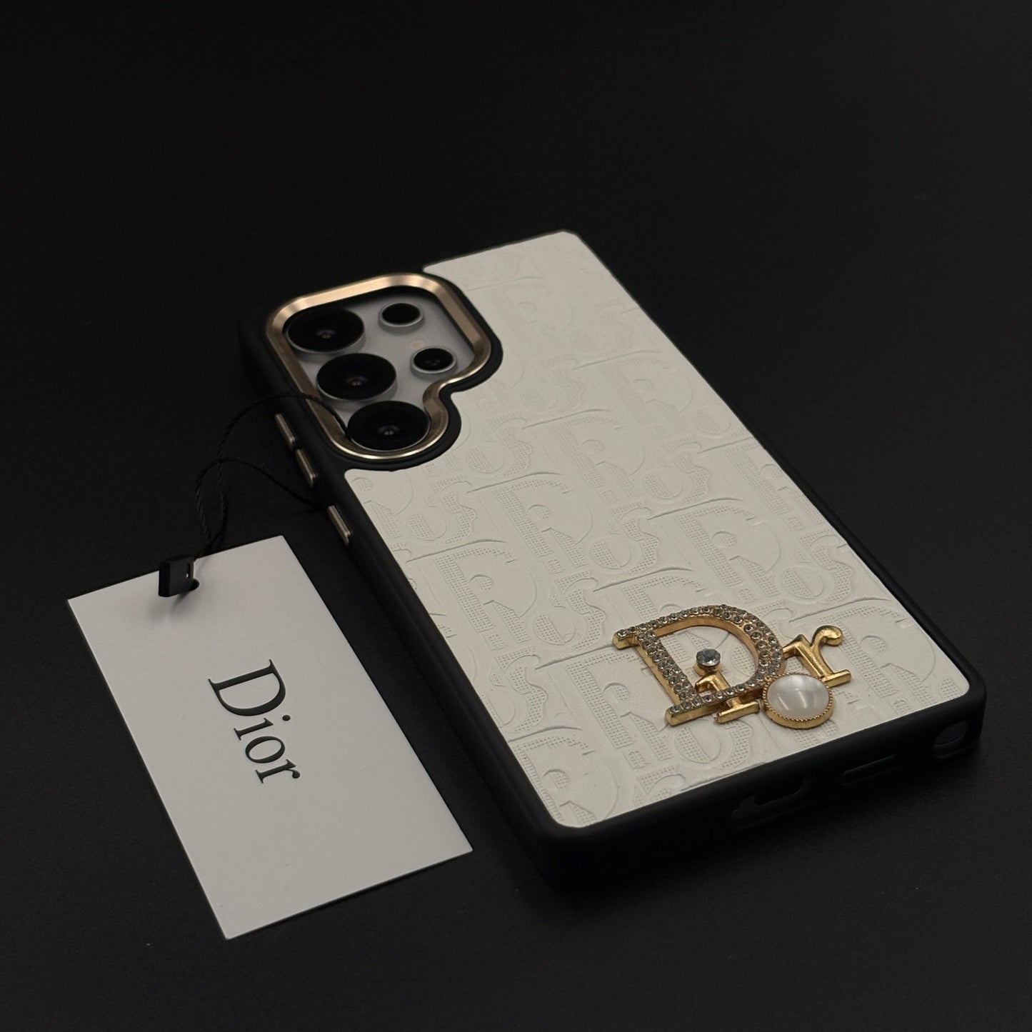 CD Embossed Jeweled Style Emblem Case for Samsung Galaxy S25 Ultra with Premium Textured Finish