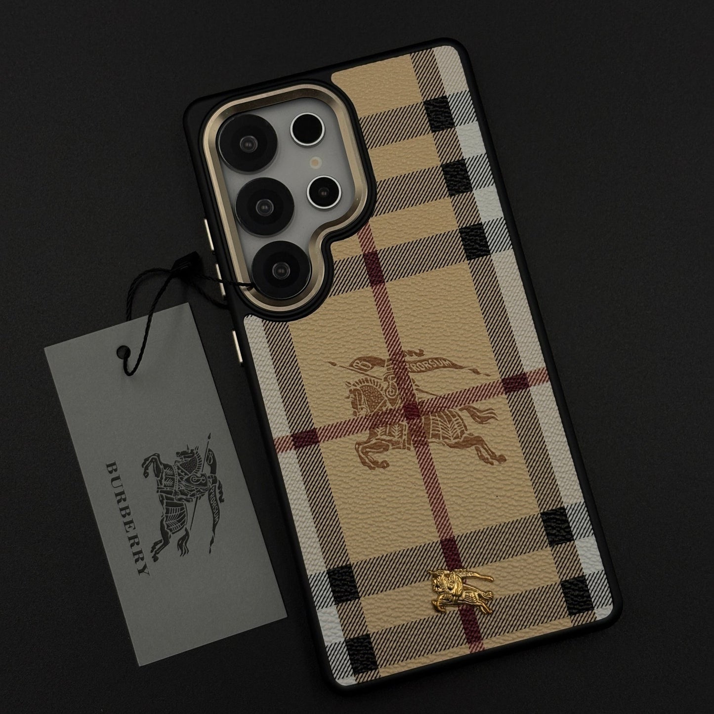 BBRY Luxe Heritage Plaid Case for Samsung Galaxy S25 Ultra with Gold Accent and Classic Check Finish