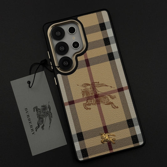 BBRY Luxe Heritage Plaid Case for Samsung Galaxy S25 Ultra with Gold Accent and Classic Check Finish