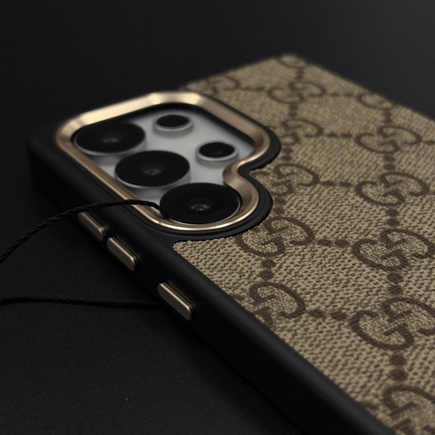Beige GG Classic Heritage Case for Samsung Galaxy S26 Ultra with Monogram and Gold Emblem