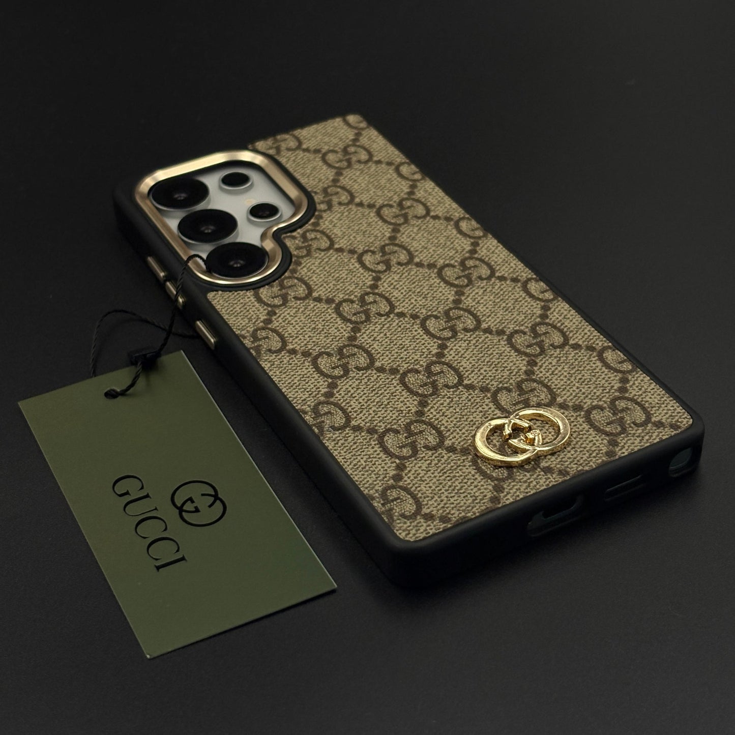 Beige GG Classic Heritage Case for Samsung Galaxy S26 Ultra with Monogram and Gold Emblem