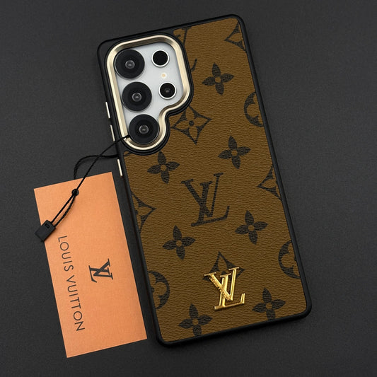 Luxury Fashion Brand Classic Monogram Case for Samsung Galaxy S25 Ultra with Signature Heritage Logo