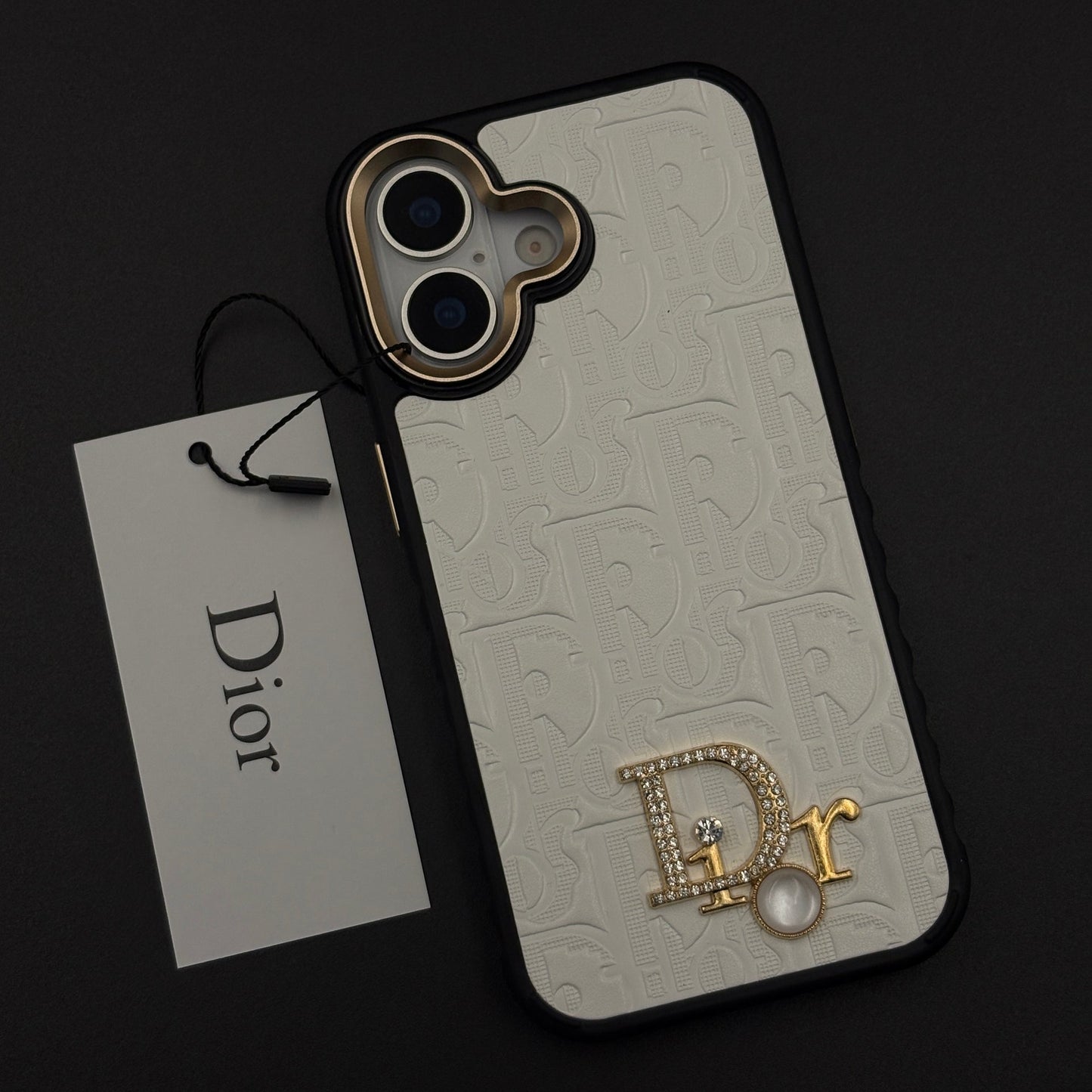 CD Embossed Jeweled Style Emblem Case for iPhone 17 with Premium Textured Finish