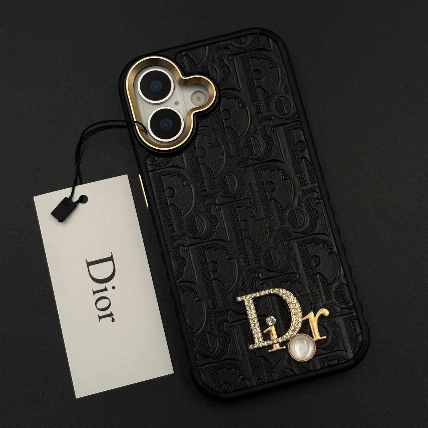 CD Embossed Jeweled Style Emblem Case for iPhone 17 with Premium Textured Finish