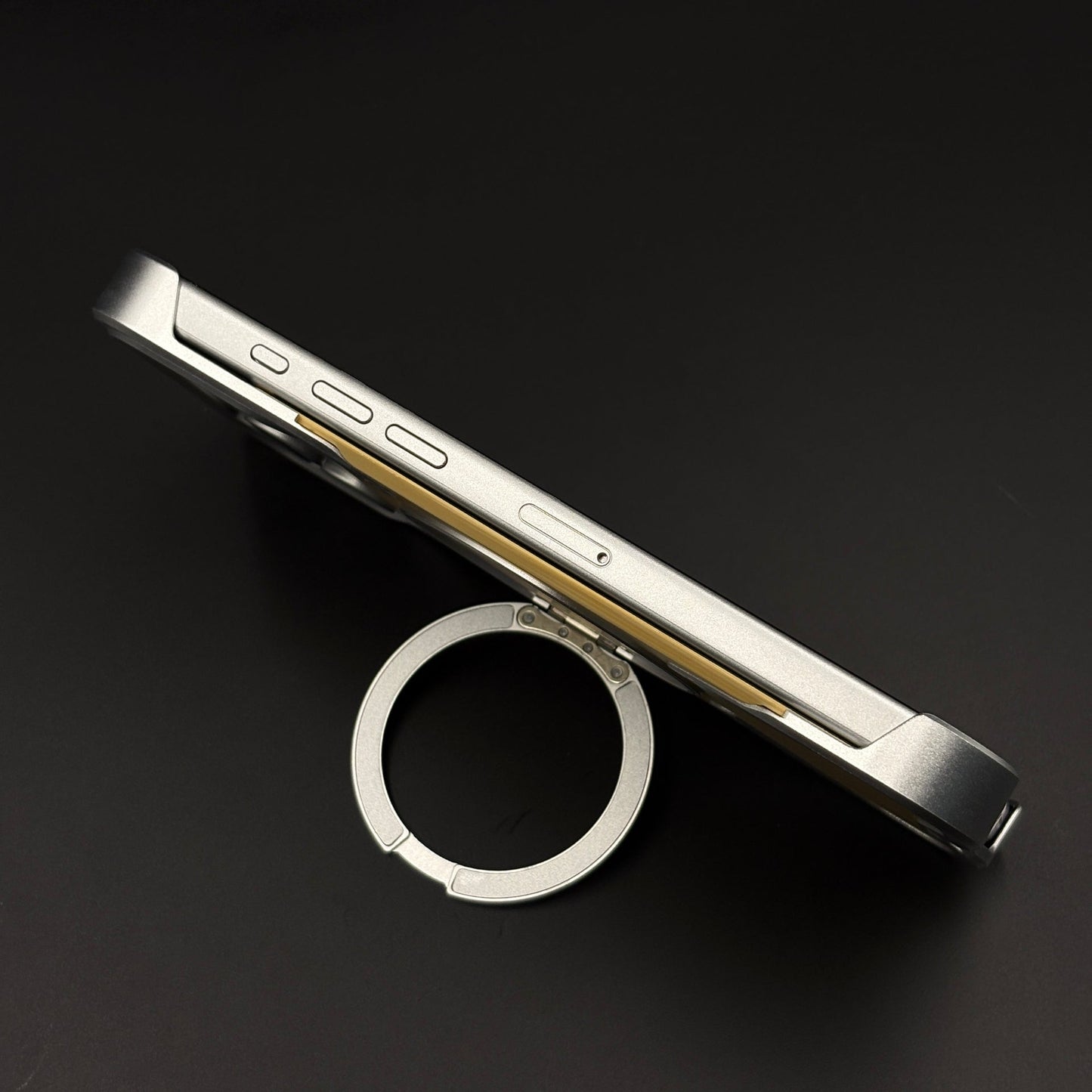 Wood Grain Metal Ring Stand Mobile Case Cover for iPhone 17 Series | Magnetic Kickstand Protection