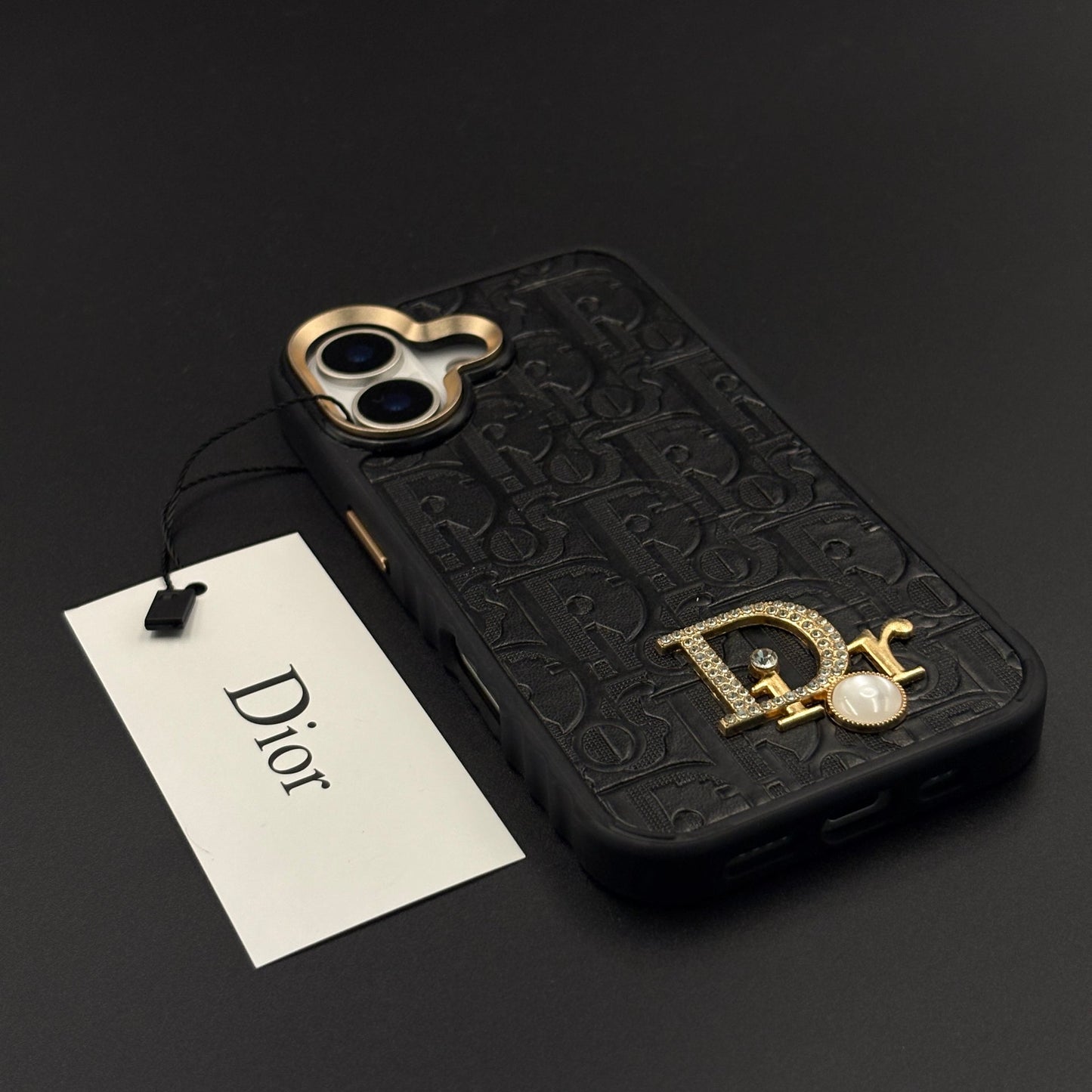 CD Embossed Jeweled Style Emblem Case for iPhone 17 with Premium Textured Finish