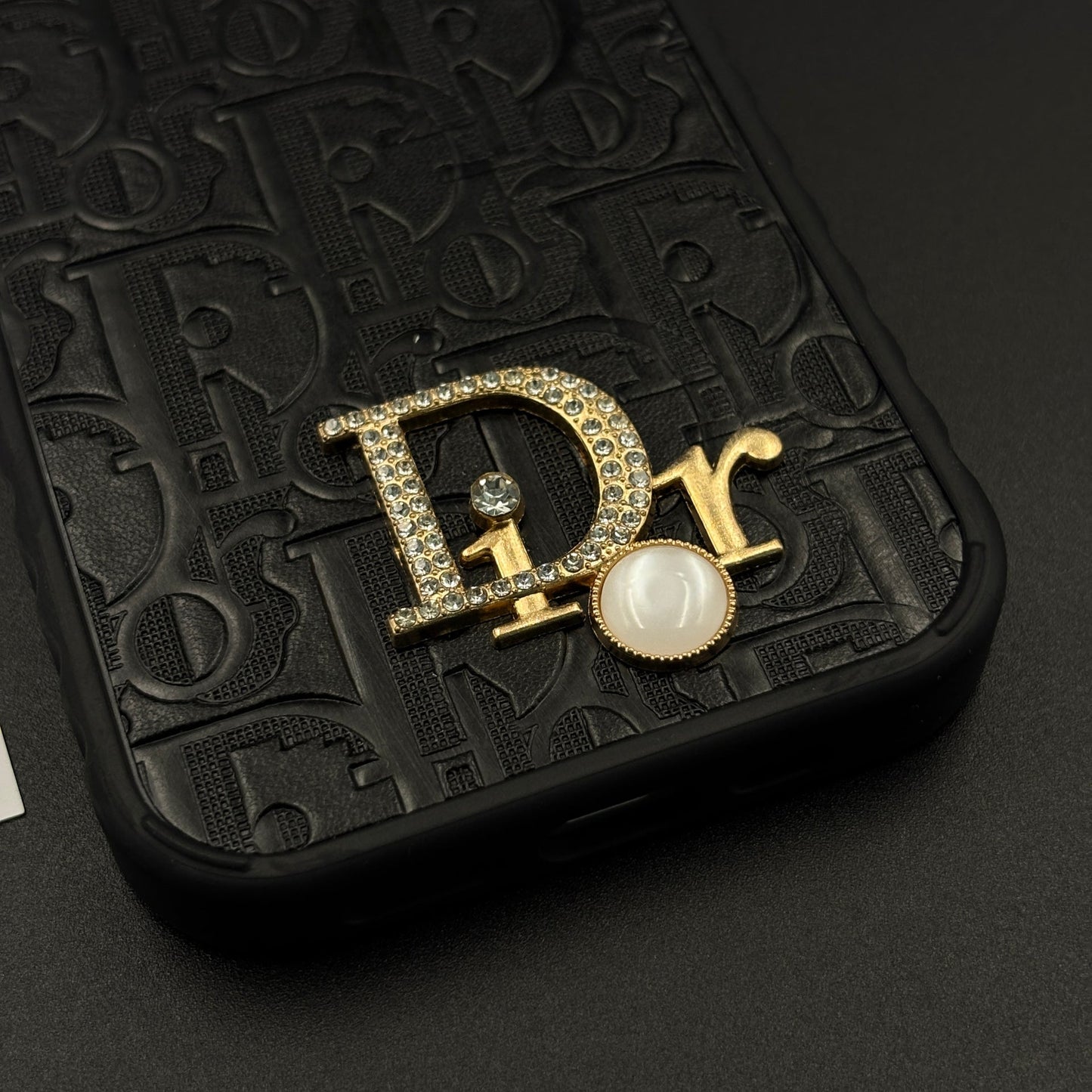 CD Embossed Jeweled Style Emblem Case for iPhone 17 with Premium Textured Finish