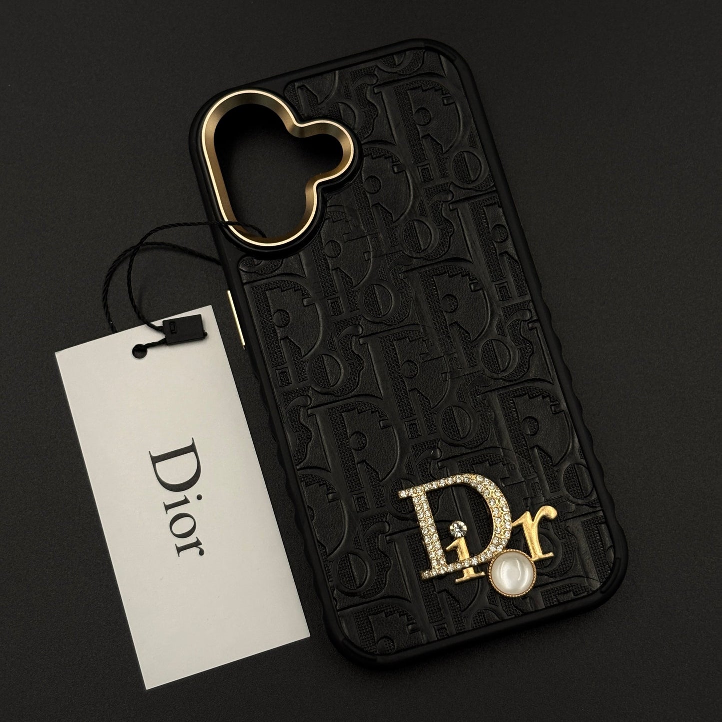 CD Embossed Jeweled Style Emblem Case for iPhone 17 with Premium Textured Finish