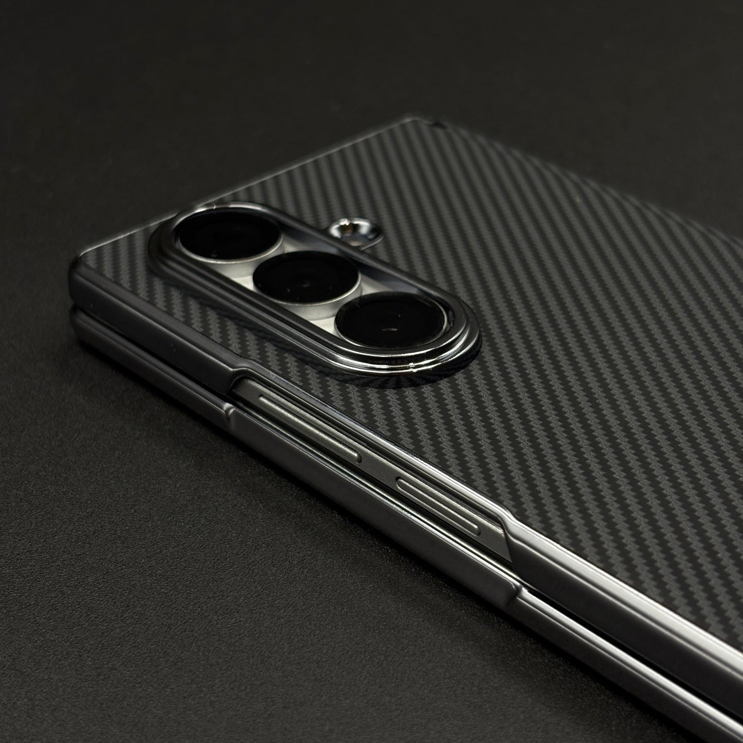 Carbon Fibre Smooth Feel Case with Front Screen Protector For Samsung Galaxy Z Fold 5 | Lightweight | Luxury Look