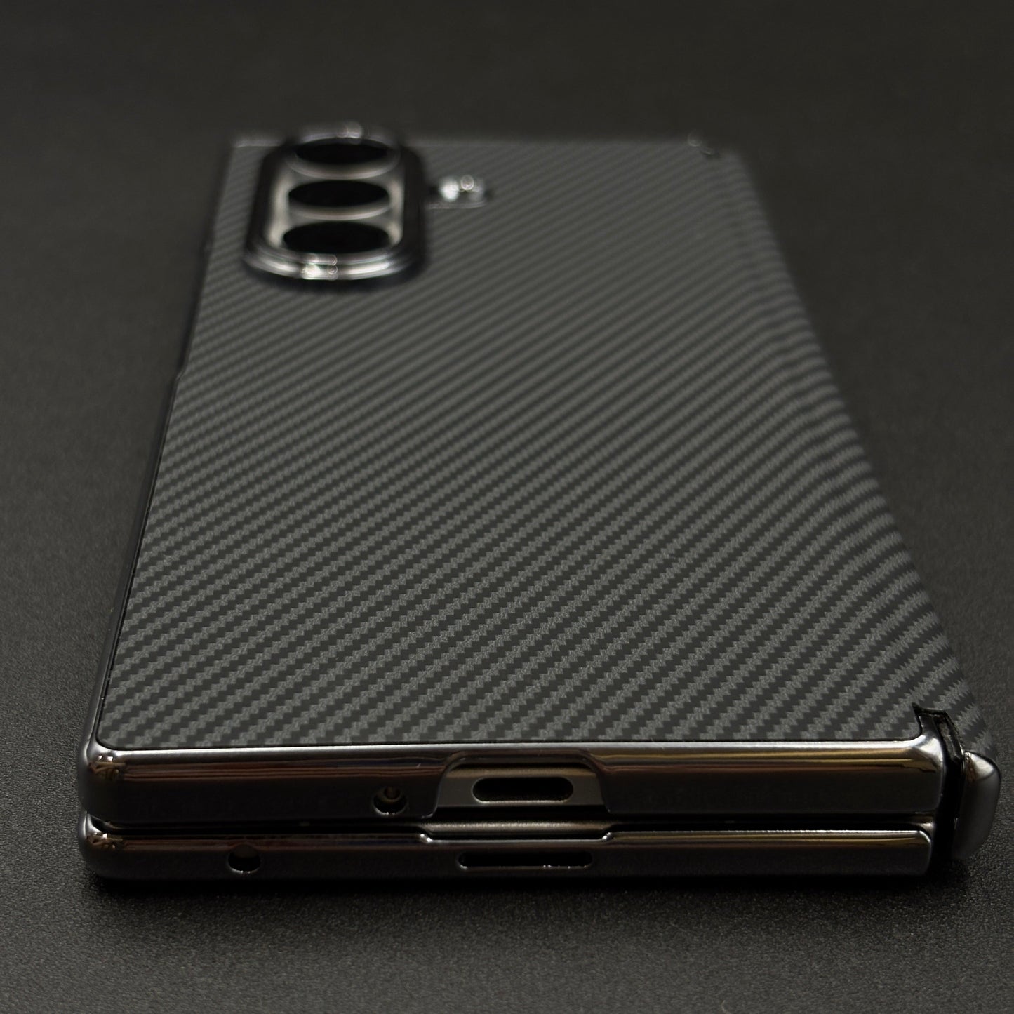 Carbon Fibre Smooth Feel Case with Front Screen Protector For Samsung Galaxy Z Fold 5 | Lightweight | Luxury Look