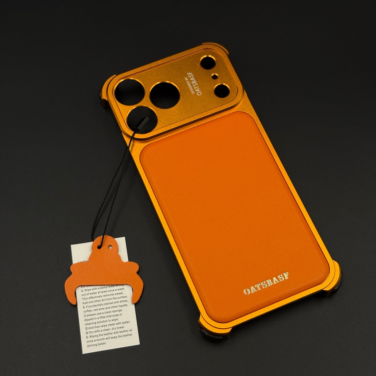 Full Metal Frame Leather Back Mobile Case Cover for iPhone 17 Series