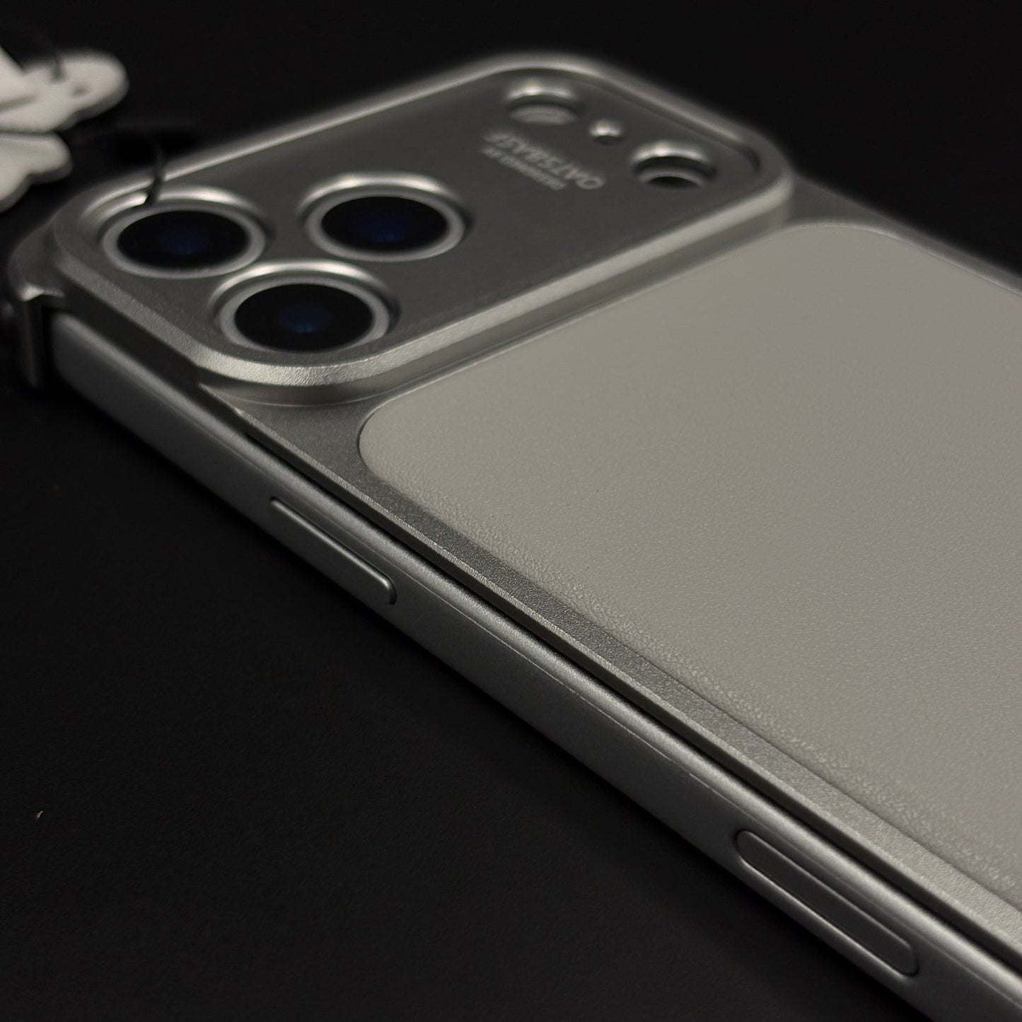 Full Metal Frame Leather Back Mobile Case Cover for iPhone 17 Series