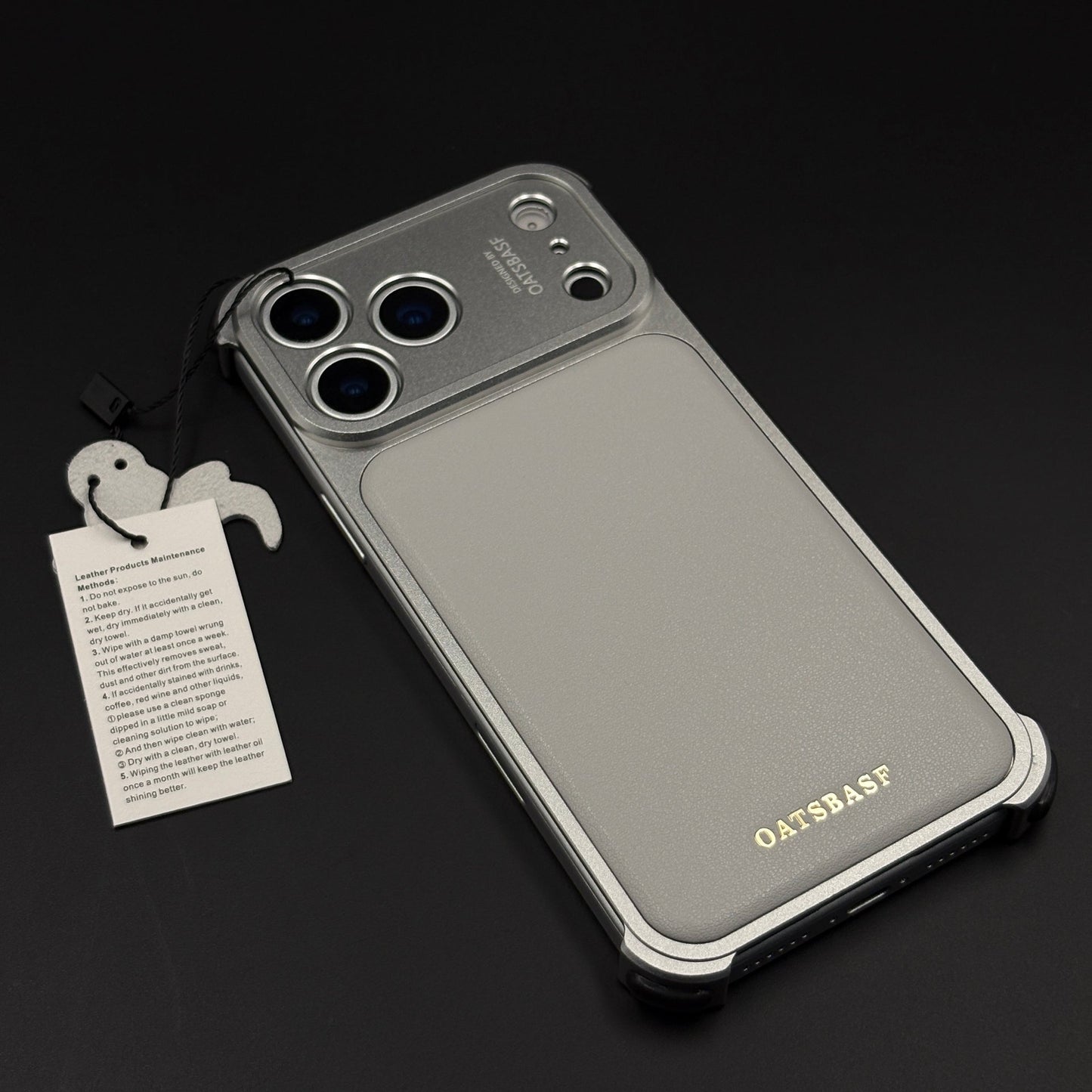 Full Metal Frame Leather Back Mobile Case Cover for iPhone 17 Series