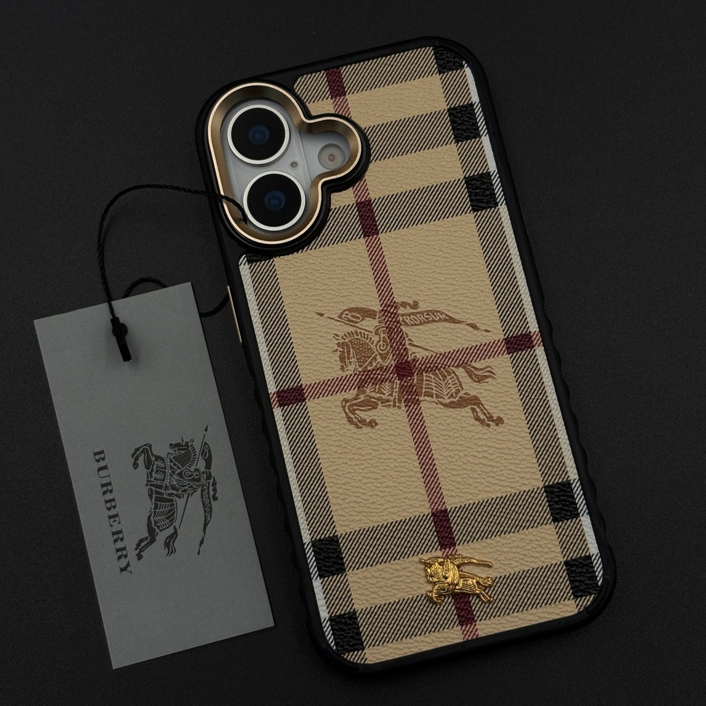 BBRY Luxe Heritage Plaid Case for iPhone 17 with Gold Accent and Classic Check Finish
