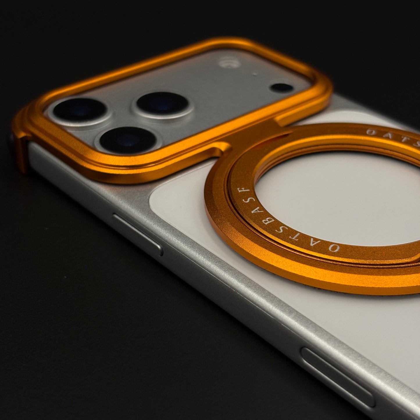 Magnetic Orange Metal Ring Stand Mobile Case Cover for iPhone 17 Series | Industrial Bumper Grip