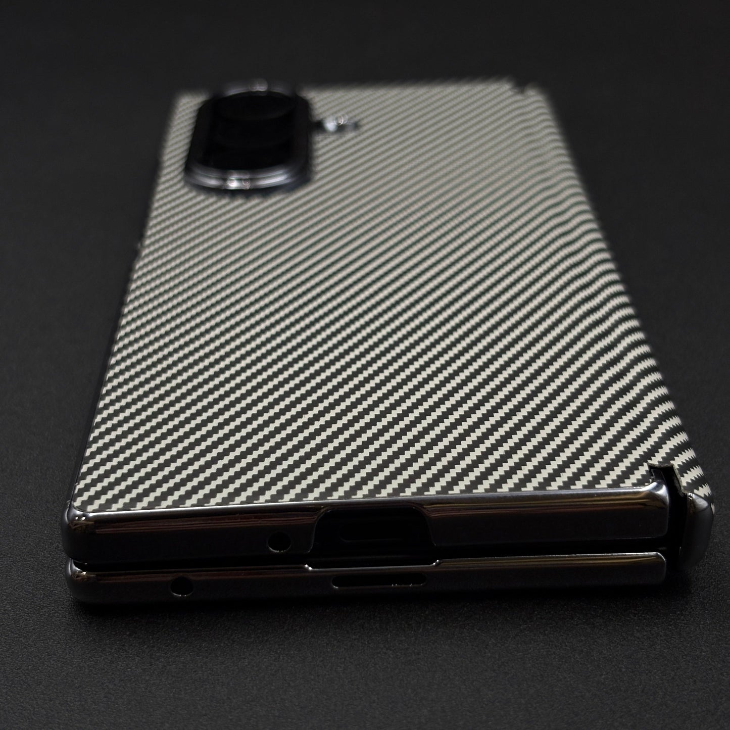 Carbon Fibre Smooth Feel Case with Front Screen Protector For Samsung Galaxy Z Fold 5 | Lightweight | Luxury Look