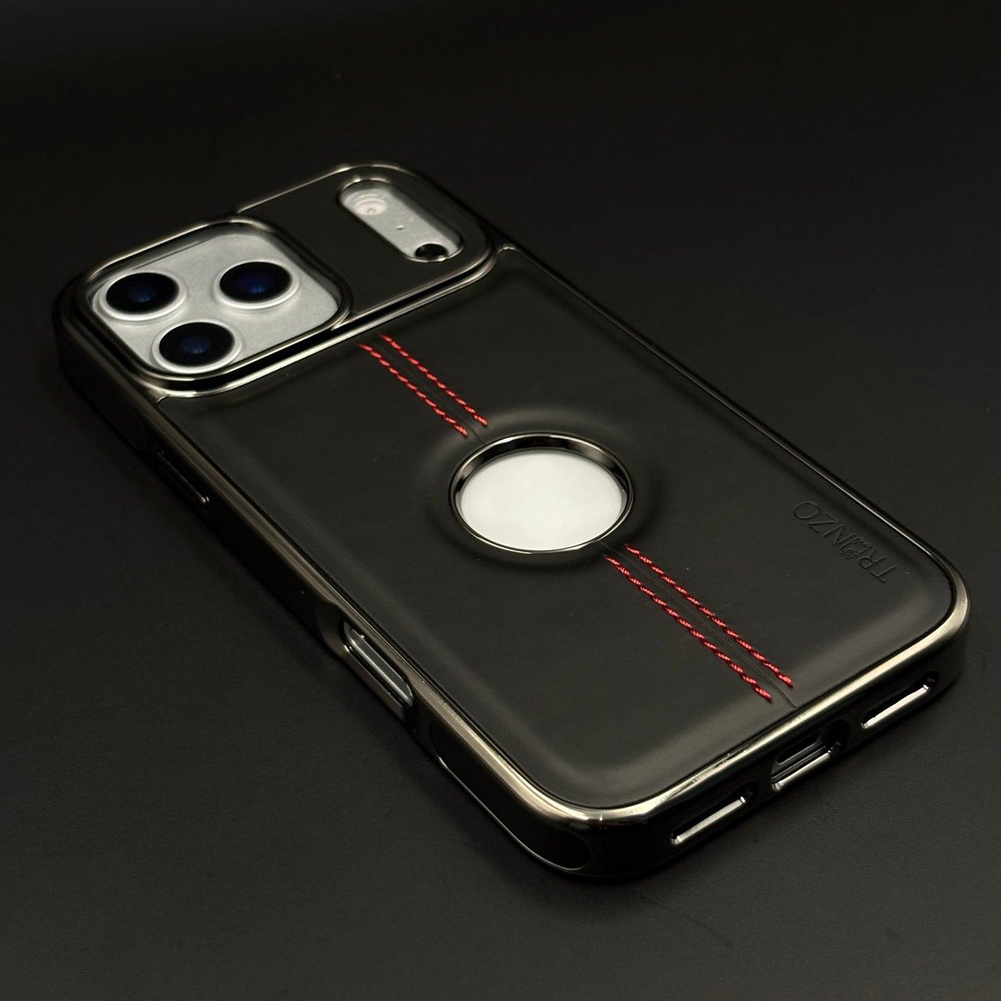 Stitch Leather Chrome Mobile Case Cover for iPhone 17 Series | Logo Cut Back
