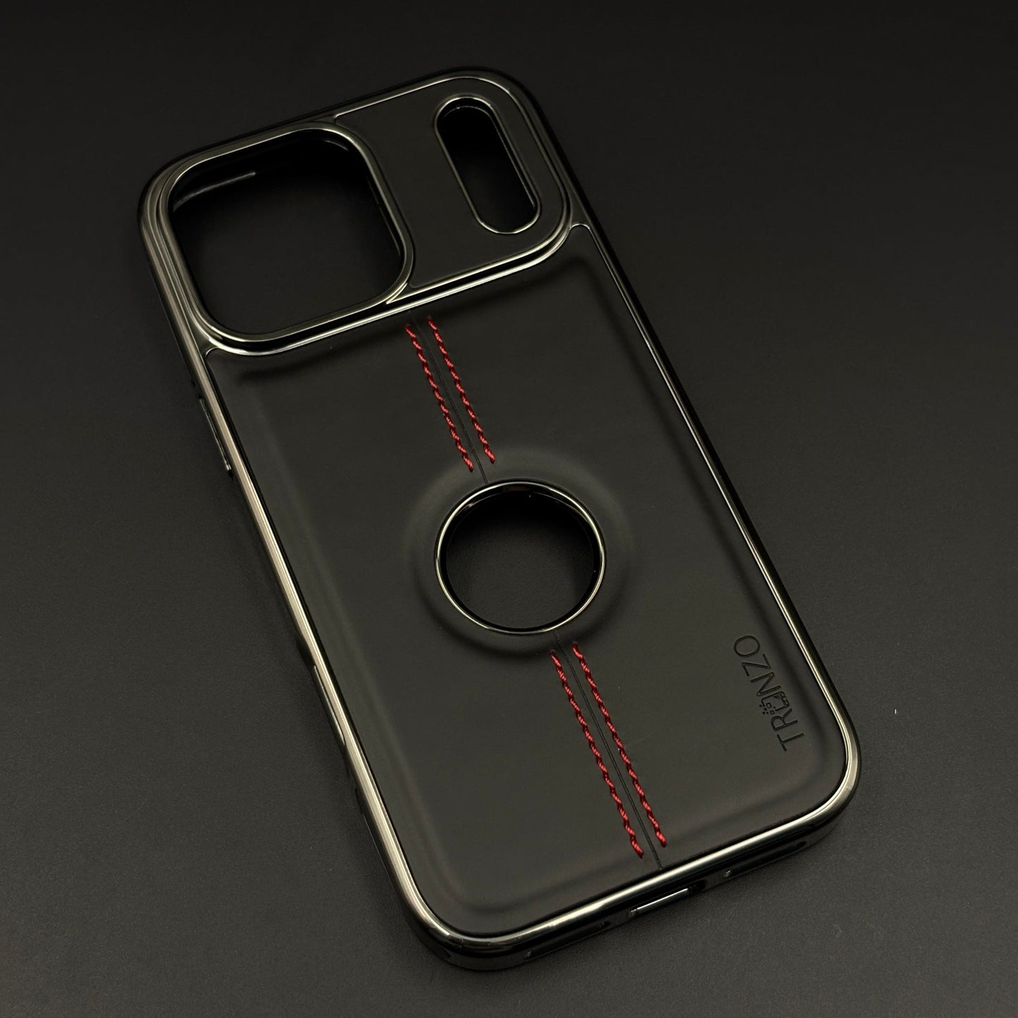 Stitch Leather Chrome Mobile Case Cover for iPhone 17 Series | Logo Cut Back