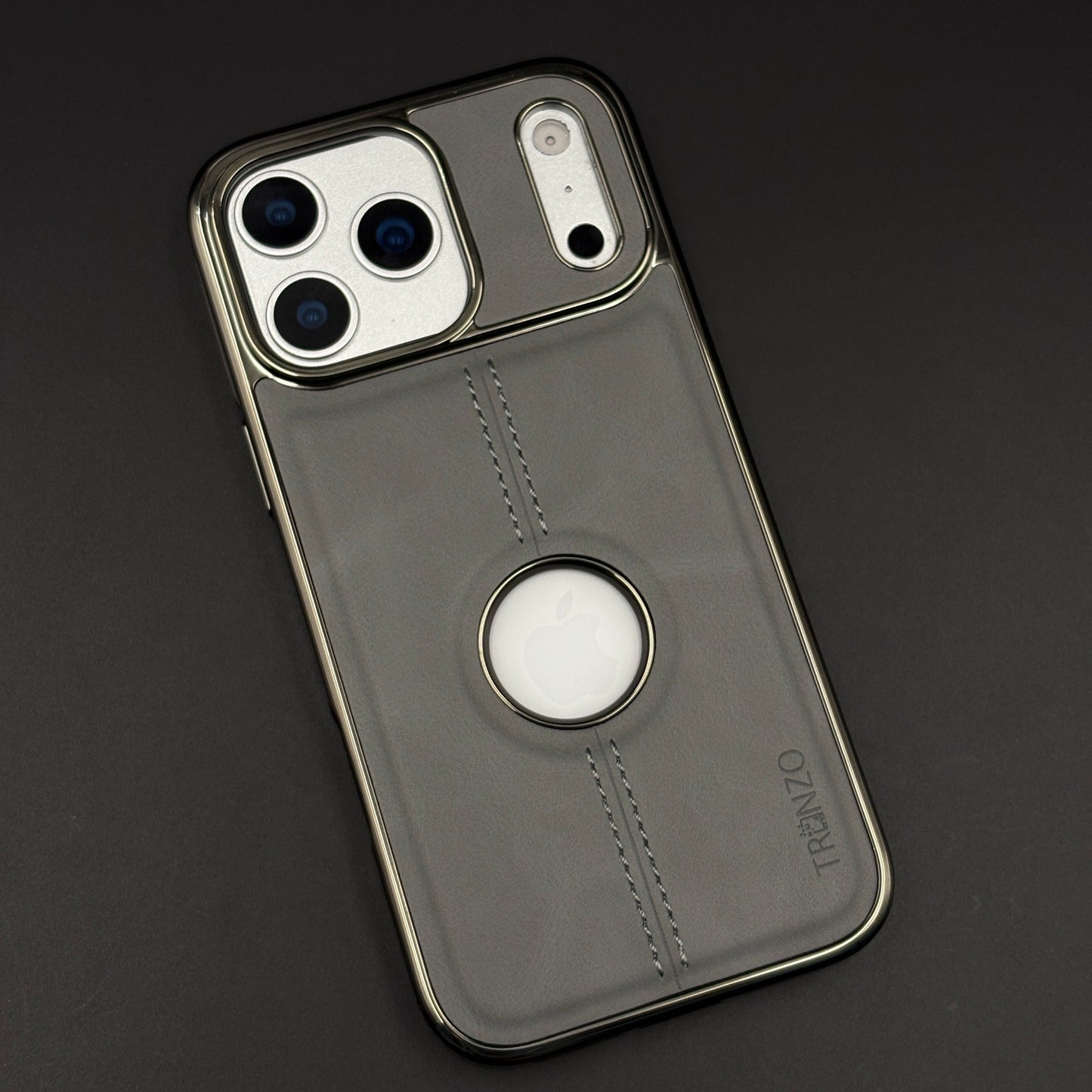 Stitch Leather Chrome Mobile Case Cover for iPhone 17 Series | Logo Cut Back