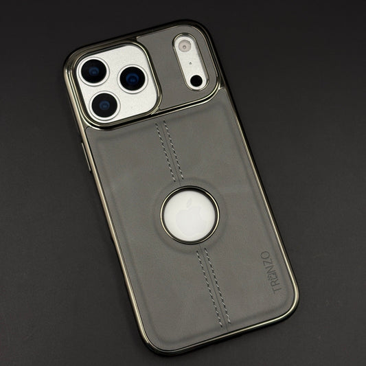 Stitch Leather Chrome Mobile Case Cover for iPhone 17 Series | Logo Cut Back