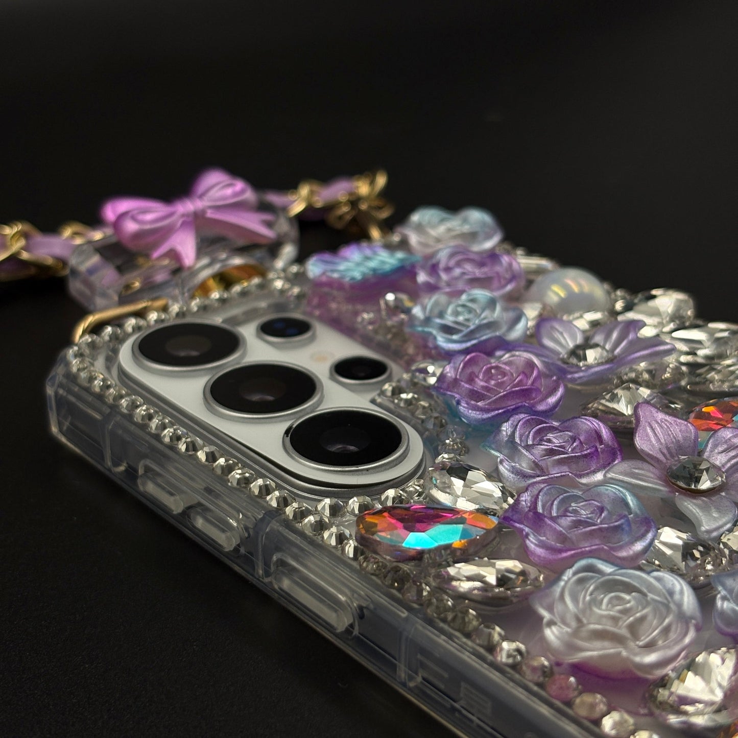 Perfume Floral Bottle Case with Sling for Samsung Galaxy S26 Ultra with Jewel-Style Floral Design