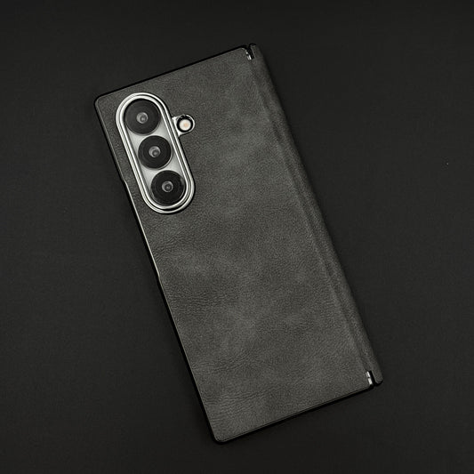 Protective Leather Case for Samsung Galaxy Z Fold 6 | Carbon Fibre Feel  | Front Display & Hinge Guard | Luxury Edition